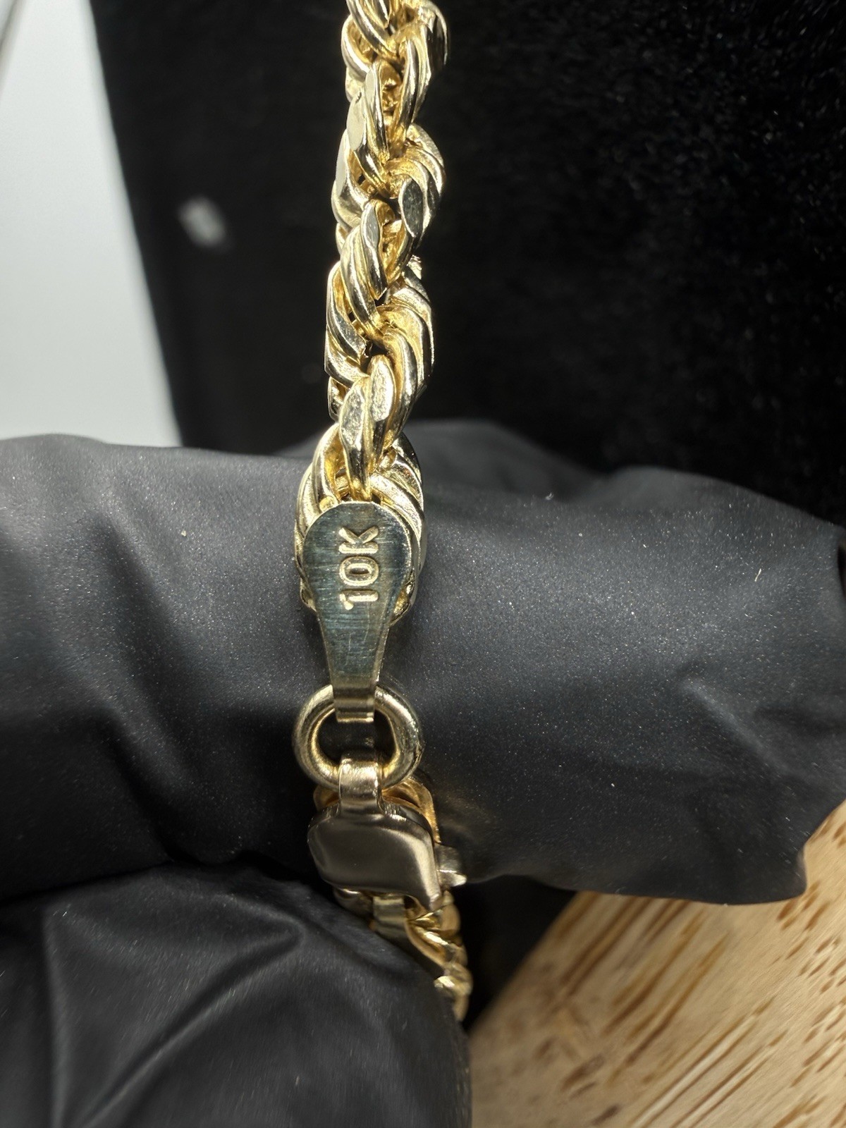 10k Solid Gold Set 4mm 24” Rope & Genuine Purple Jade 10k Solid Gold Bezel