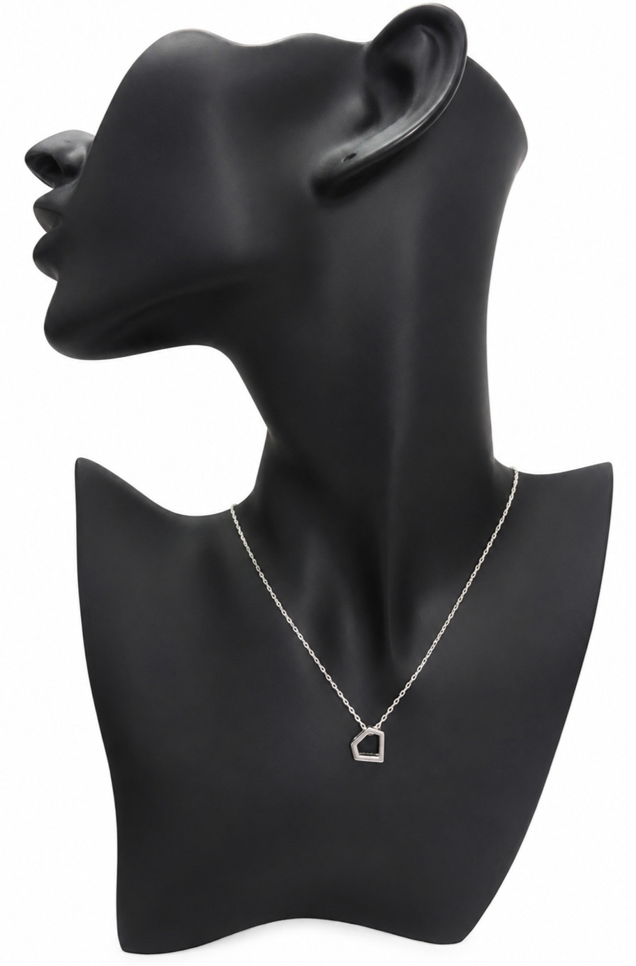 925 Sterling Silver Geometric Pentagon Pendant Necklace 18″ Chain Minimalist