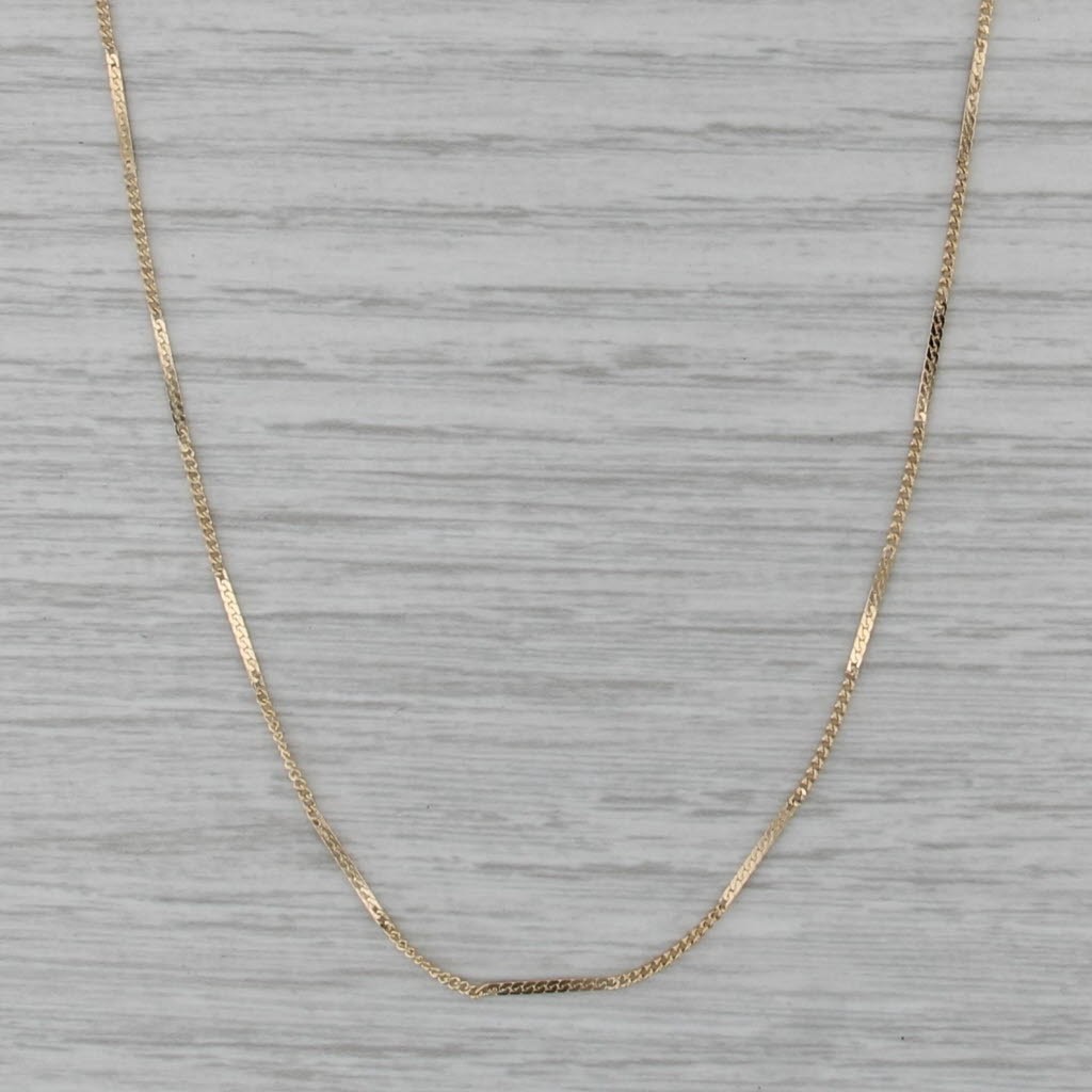16.5″ 1mm Bar & Curb Link Chain Necklace 14k Yellow Gold