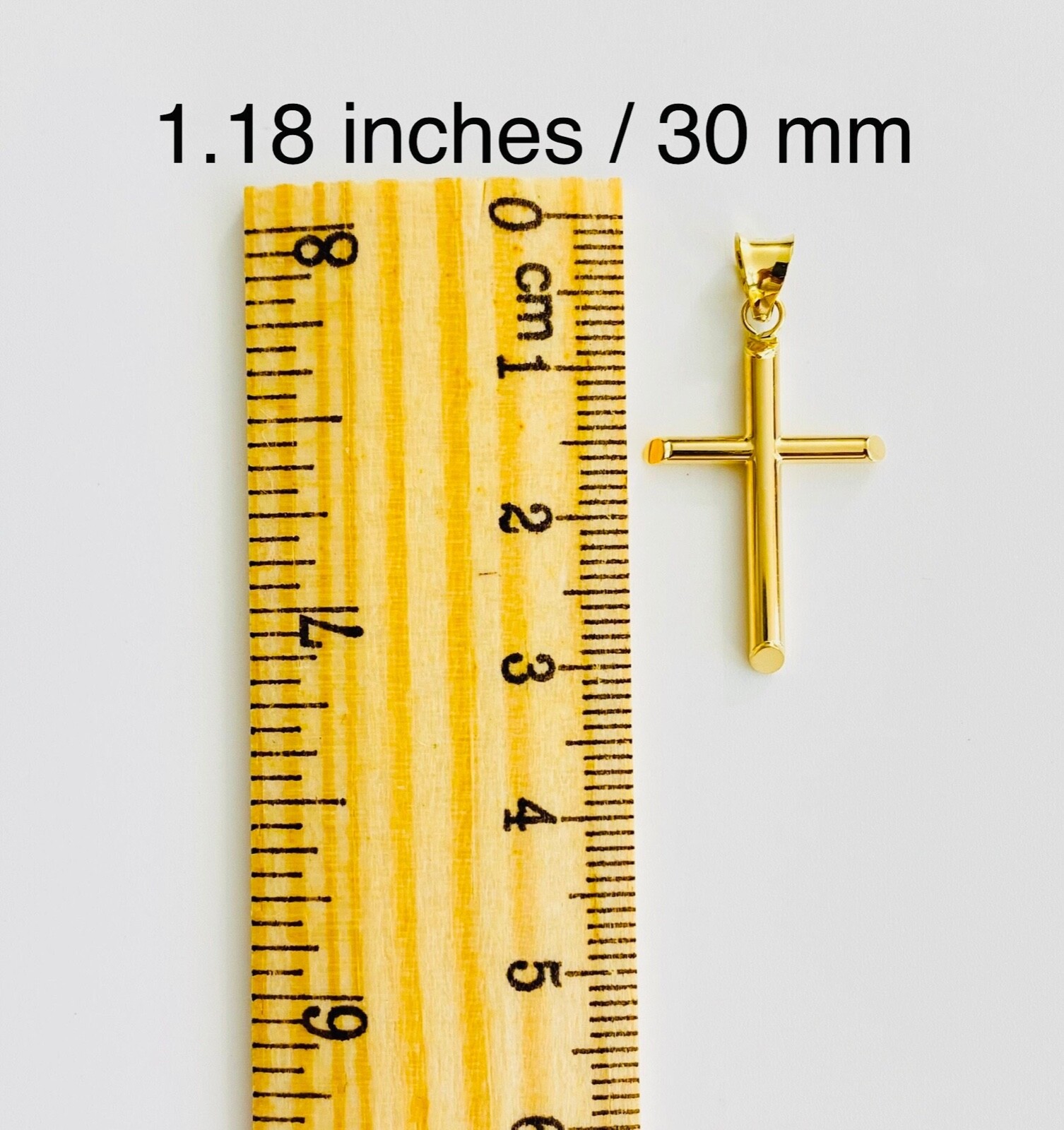 14K Real Gold Crucifix, 30mm / 1.18 inches Cross Pendant- 14K Gold Cross – PT881