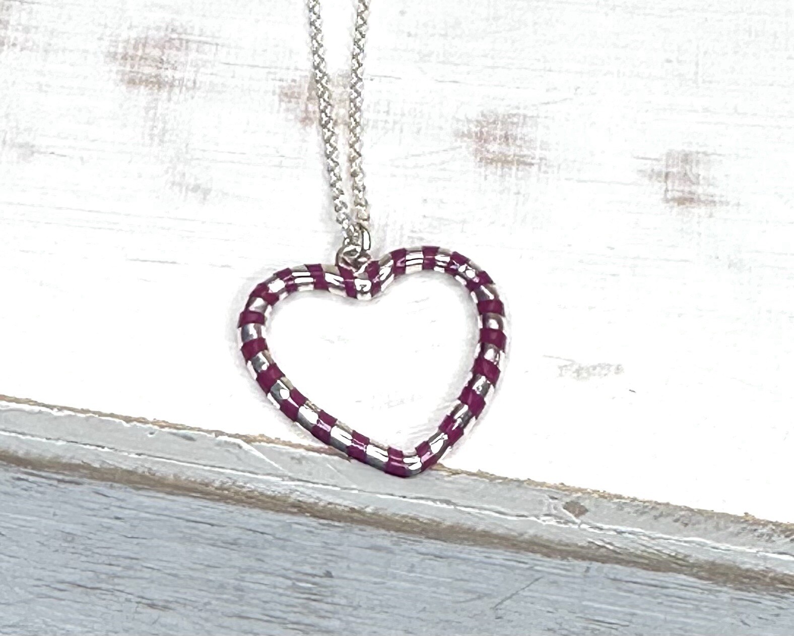 Tiffany & Co Paloma Picasso Enamel Stripe/925 Sterling Silver Heart 18 “Necklace