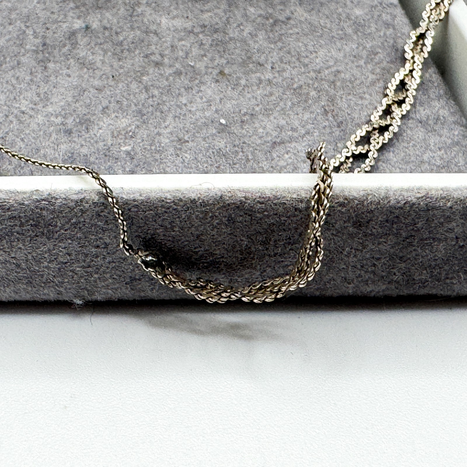 Vintage 925 Sterling Silver Plait Link Chain Necklace 38cm Spring Ring Clasp