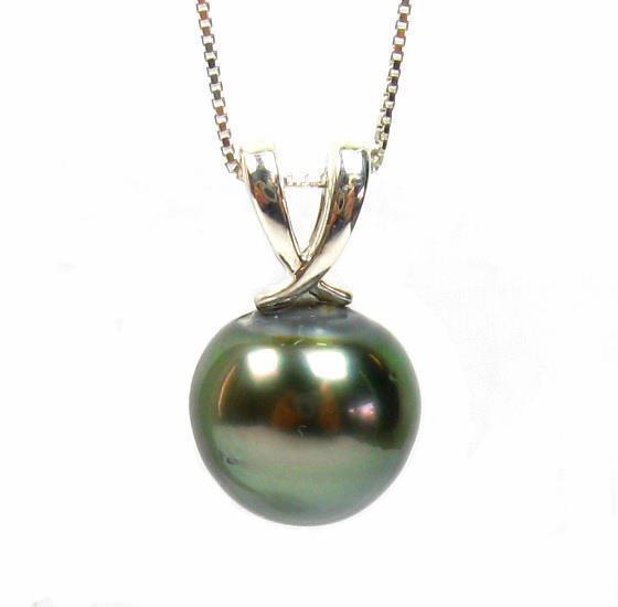 12-13mm Tahitian Black Pearl Pendant in 14K Gold or 925 Sterling Silver