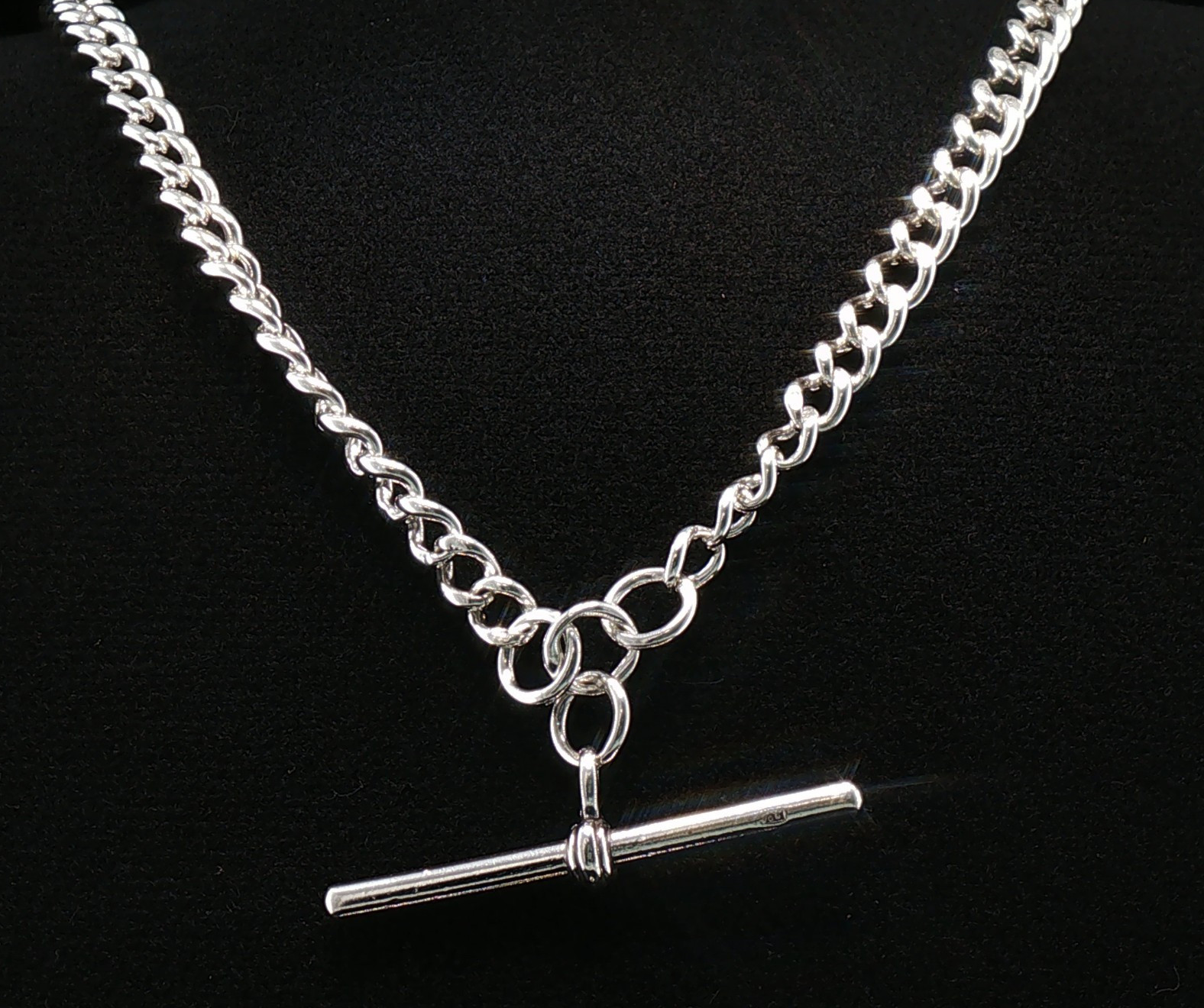 Classic Sterling Silver Curb Link Fob Chain Necklace – Heavy Weight