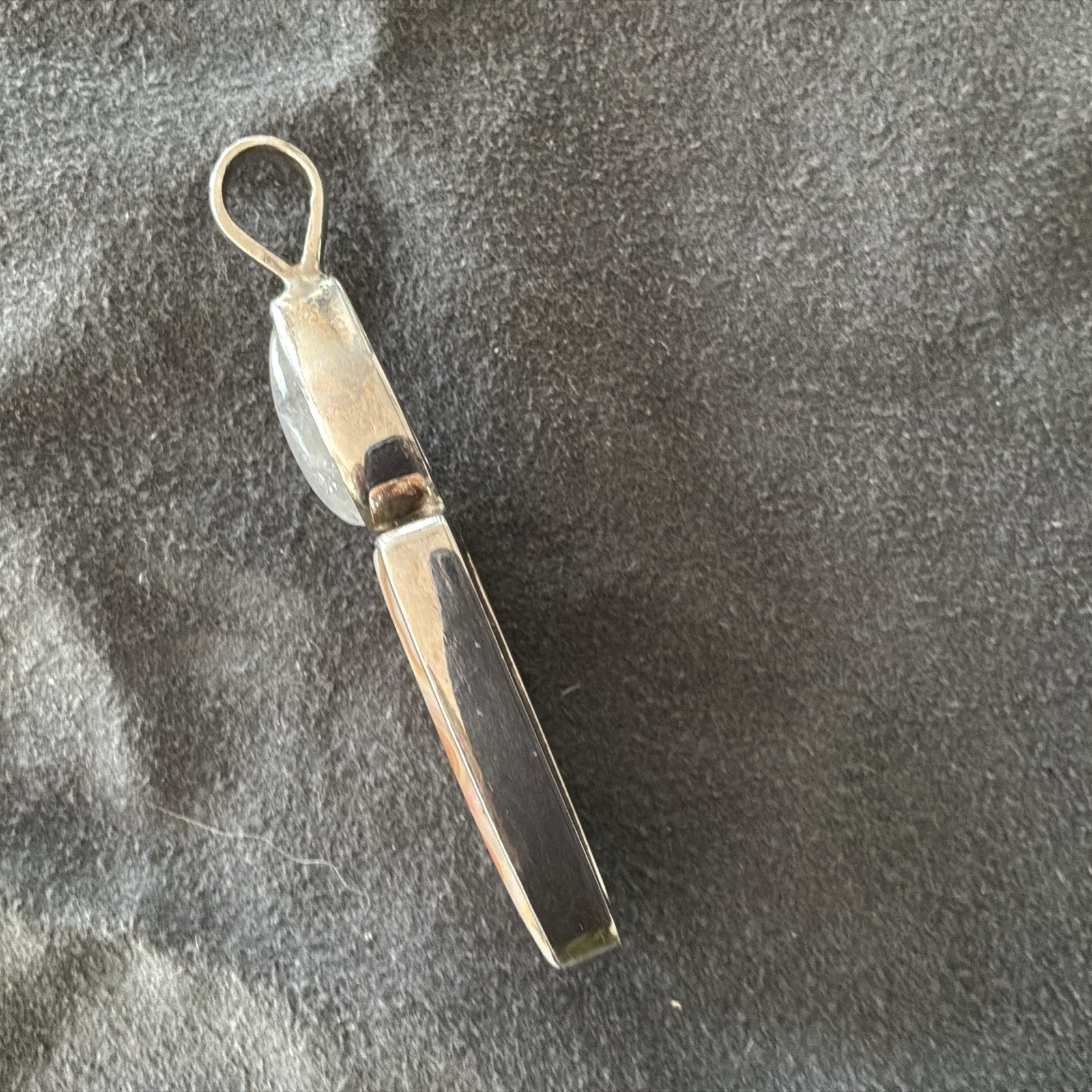 Sterling Silver 925 18in Box Chain And Moonstone Cabochon Pendent