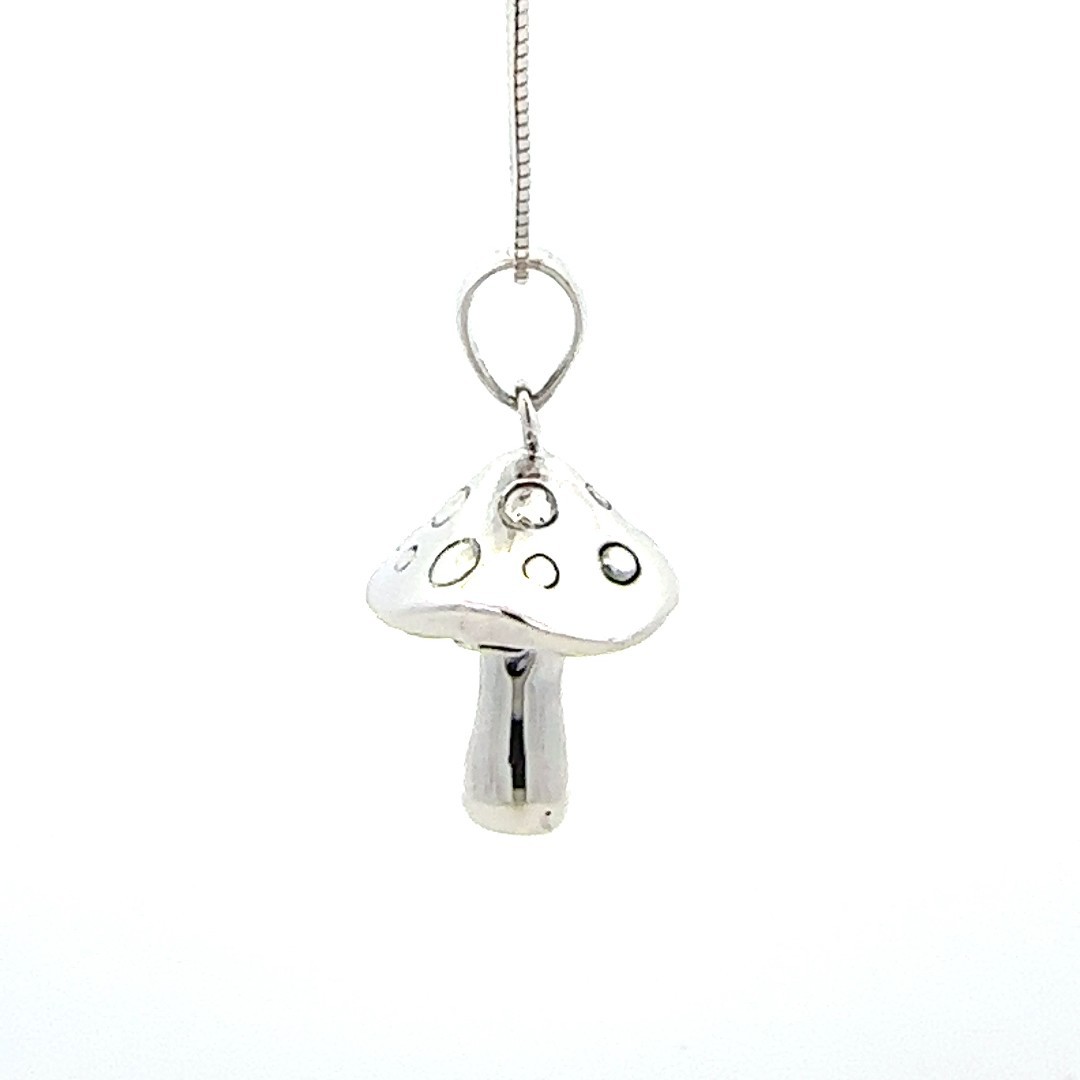 Sterling Silver 3-D Mushroom Pendant (3/4 x 1 1/2 Inch)