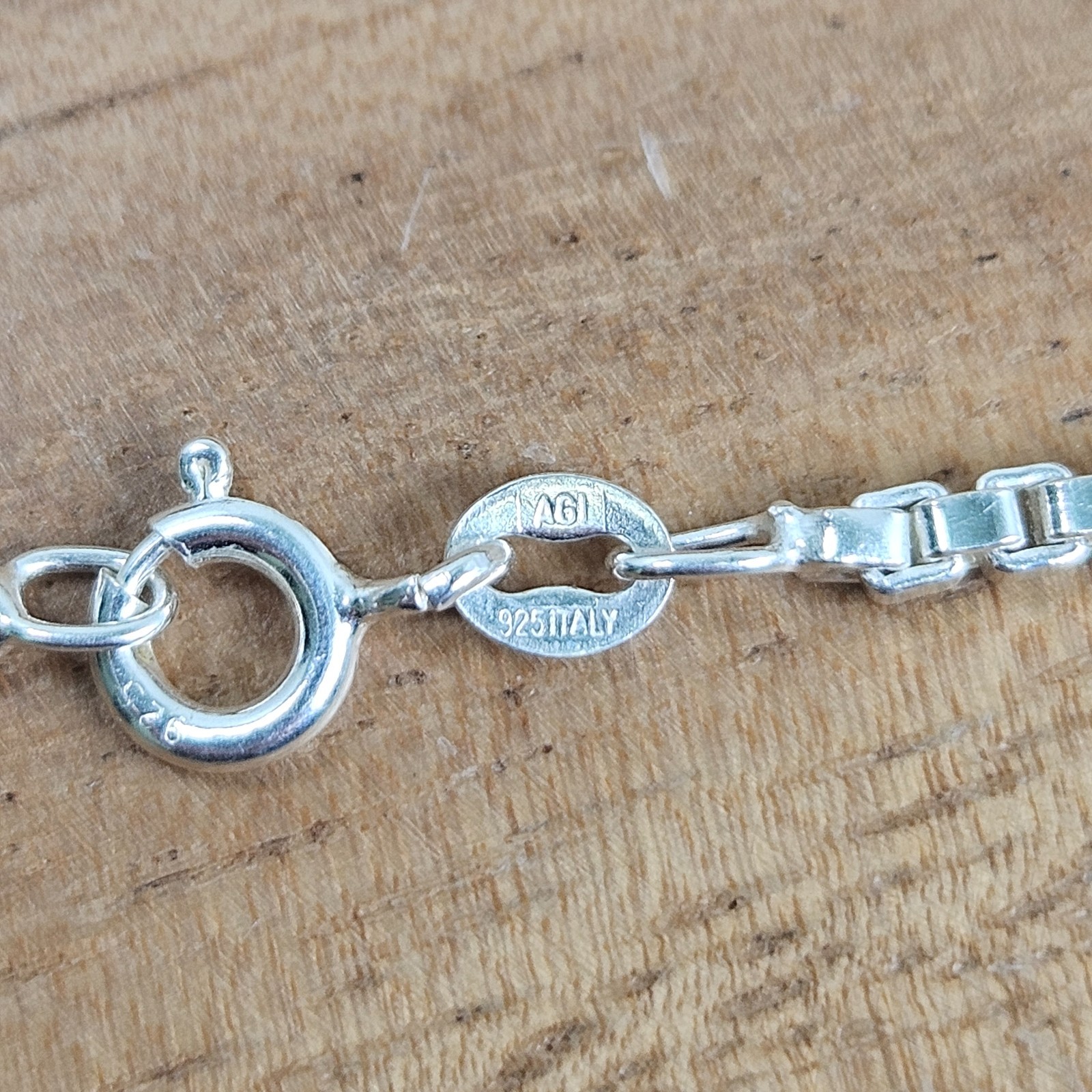 Vintage Sterling Silver AGI Italy 925 Square Box Chain 20″ Necklace Spring Ring