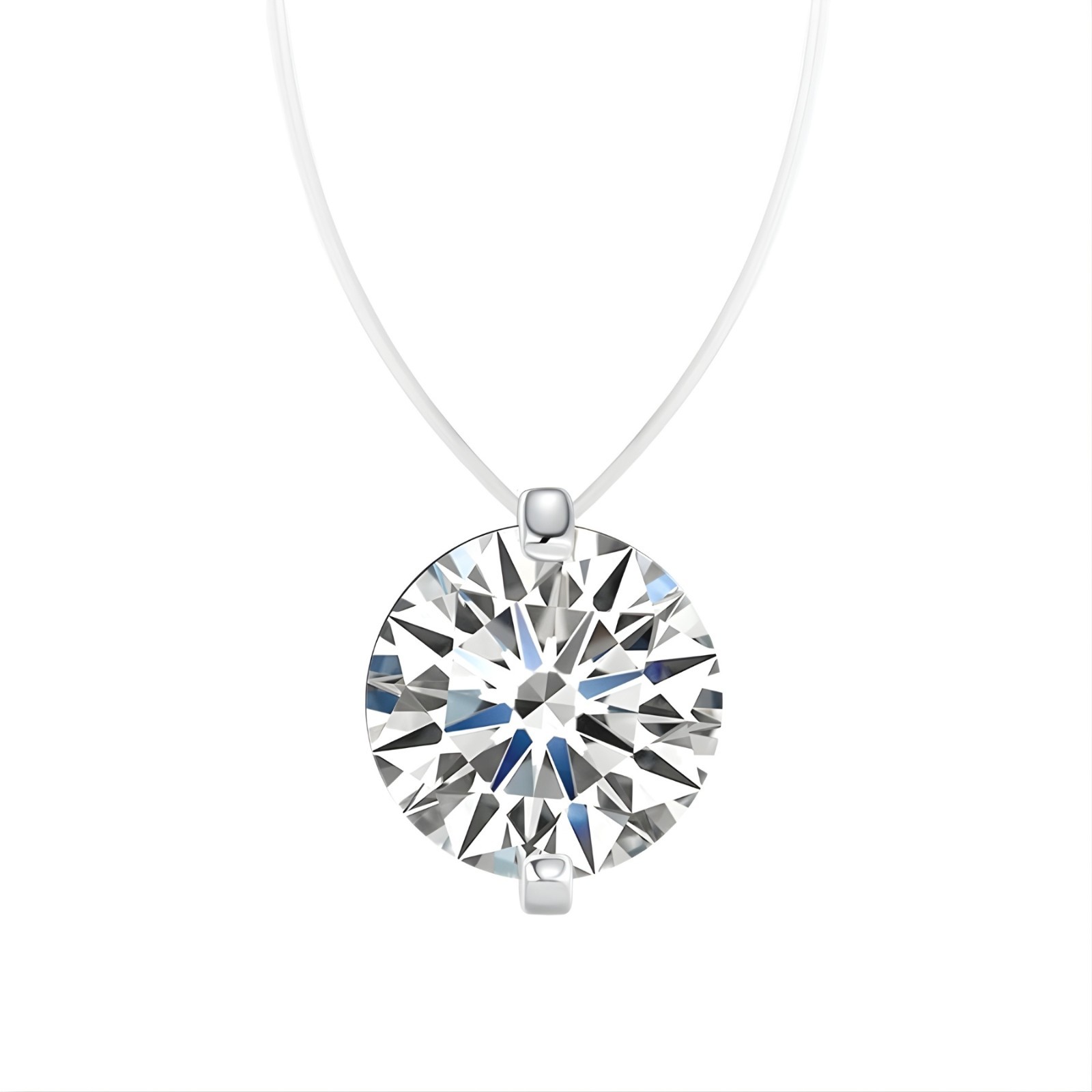 Invisible Line Moissanite Pendant Necklace – 1-3 Carat | 925 Sterling Silver-GRA