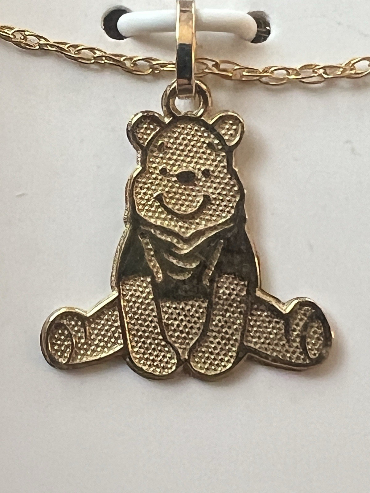 10k Yellow Gold Winnie the Pooh Disney Pendant Necklace & 18” Gold Filled Chain
