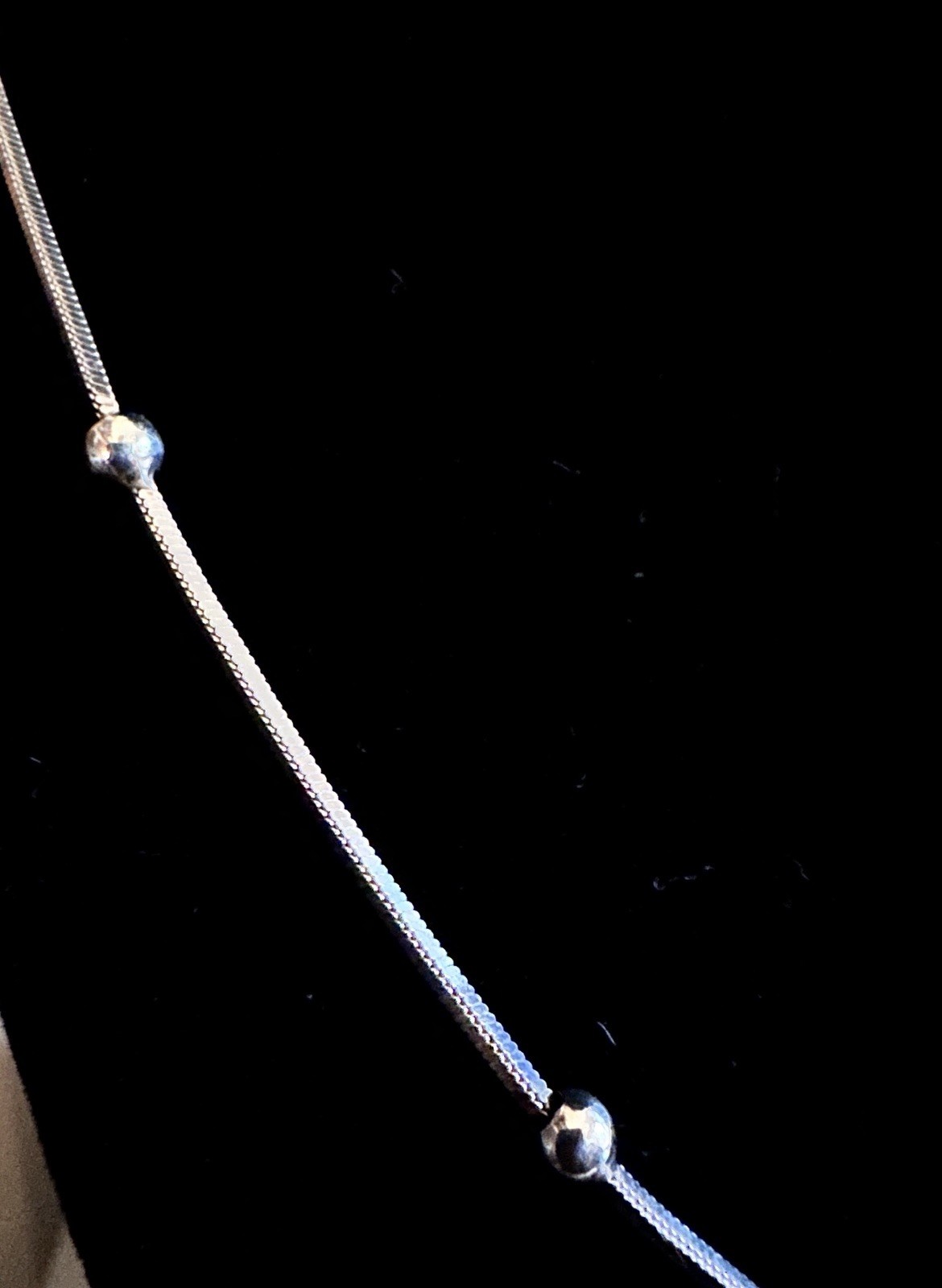 18” Station Bead Square Snake Chain Necklace 925 Sterling 7g Italy