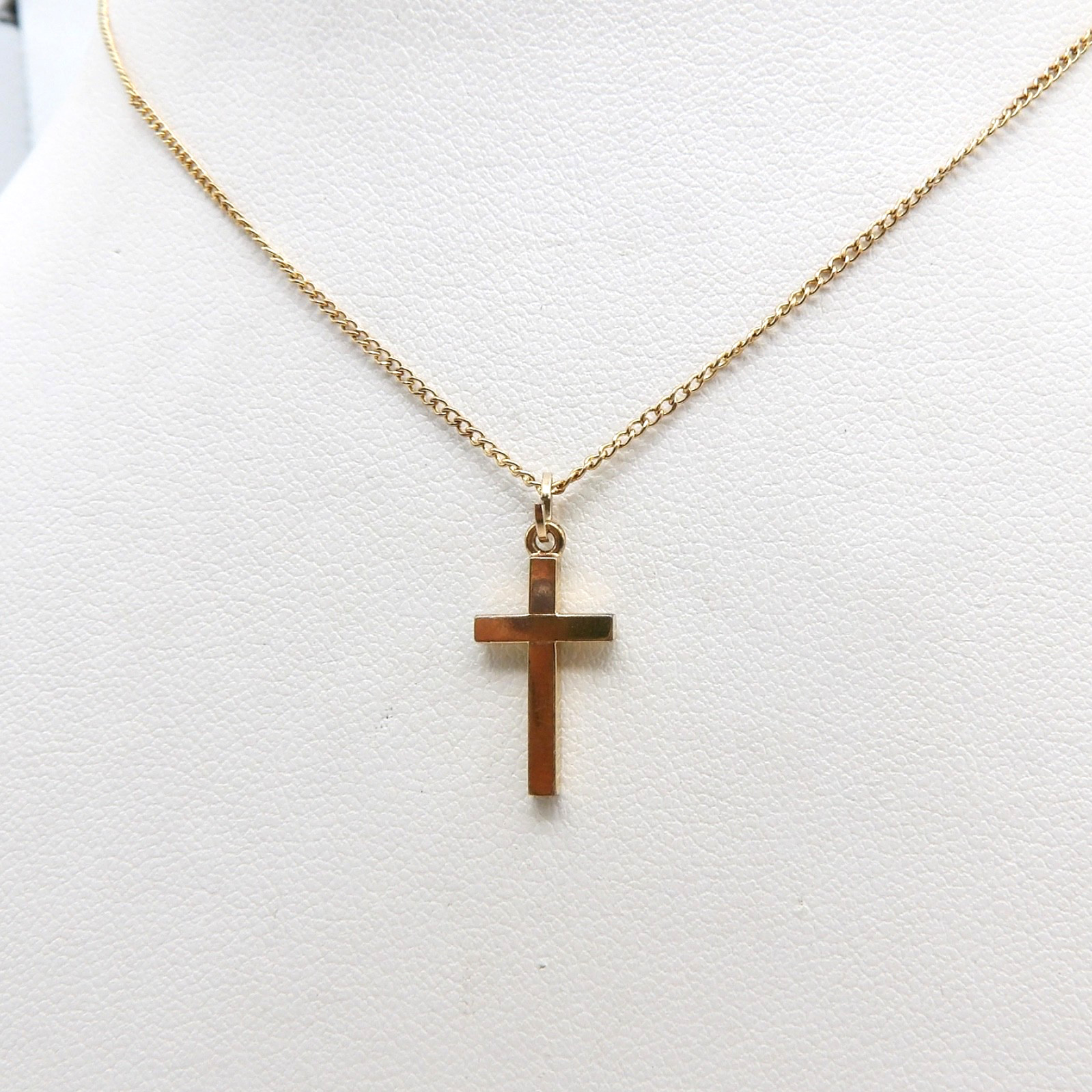 12k Gold Filled Baby Child Cross Pendant Chain Necklace 13in
