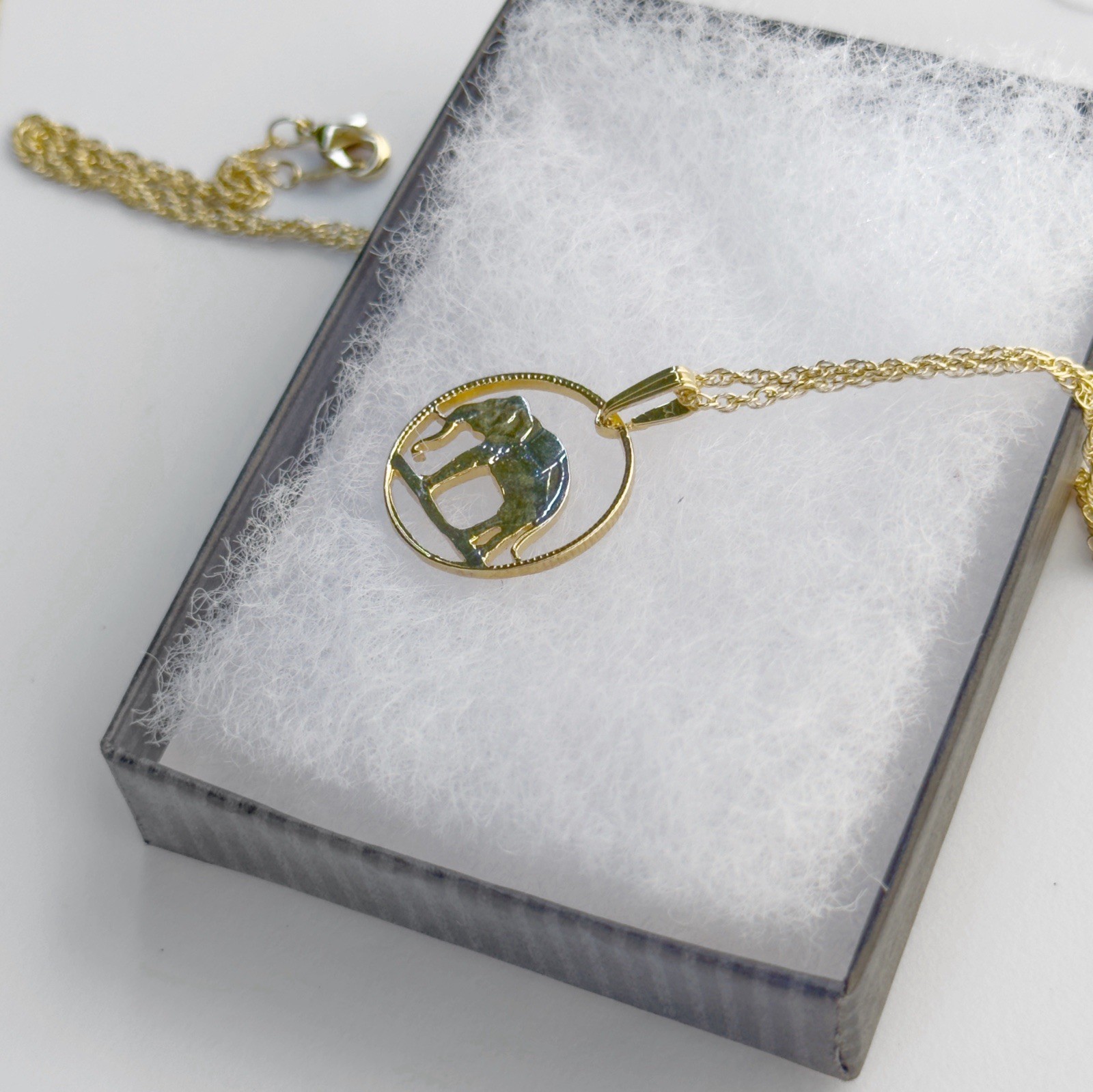 Littleton Coin Co. 14K Gold Plated Cutout Elephant Coin Rope Chain Necklace J200