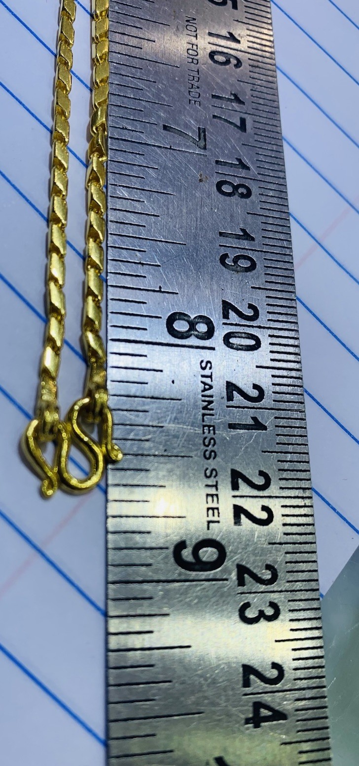 23K Solid Yellow Gold Handmade Bar Link Chain Necklace 15.20Grams 17 Inches
