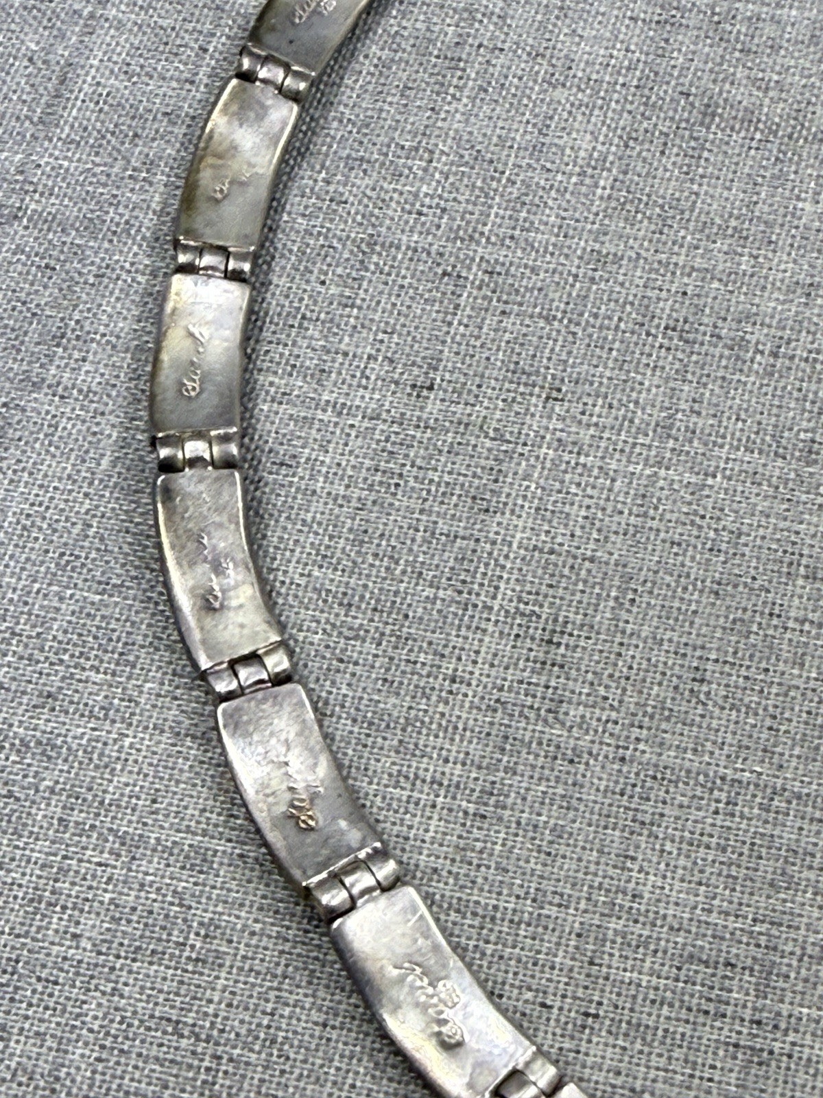 Sanel Onyx Bar Link Sterling Silver .925 Choker Bib Necklace 16″ (41 Grams)