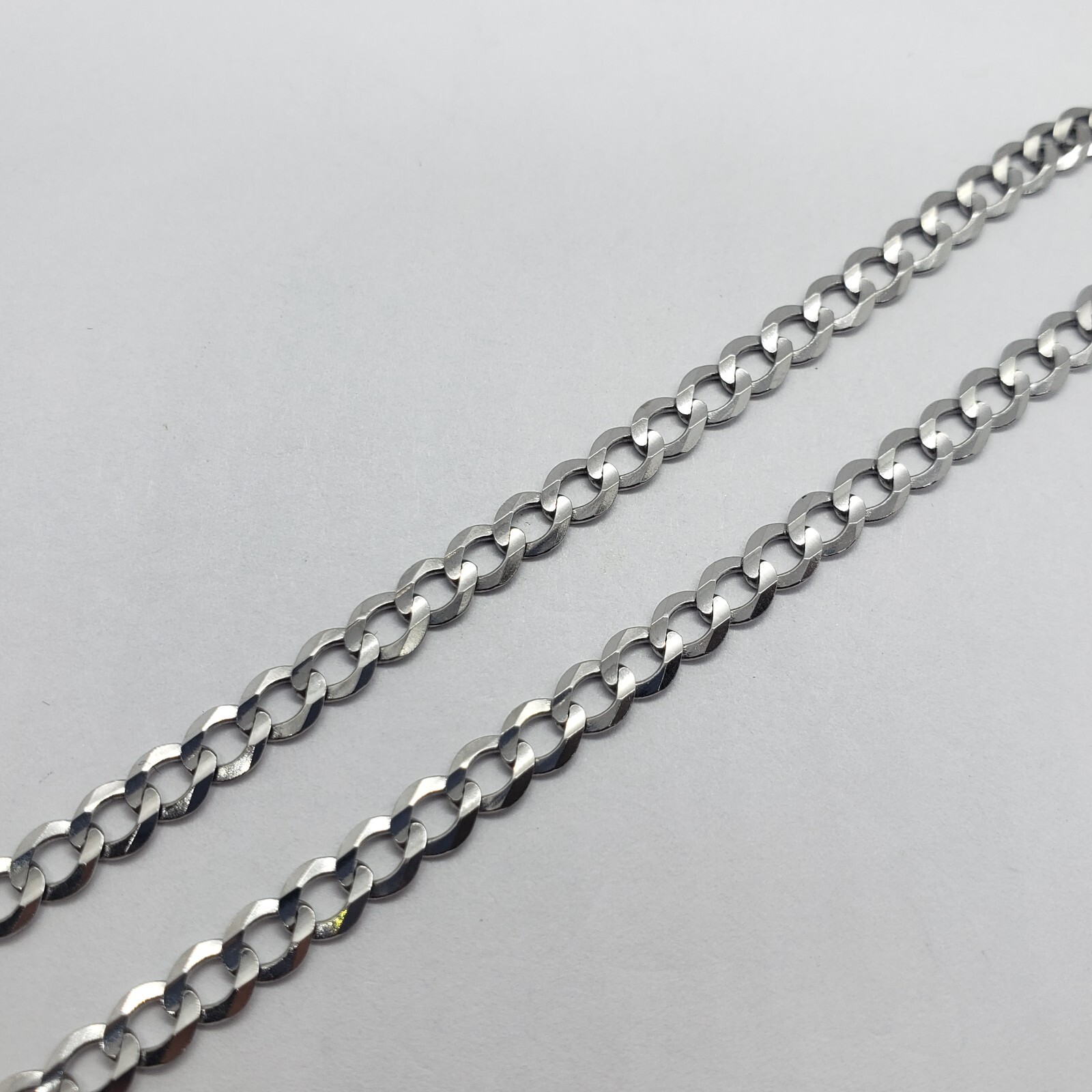 10K White Gold Solid Cuban Link Chain Curb Necklace Bracelet 4mm-5mm Size 7″~30″