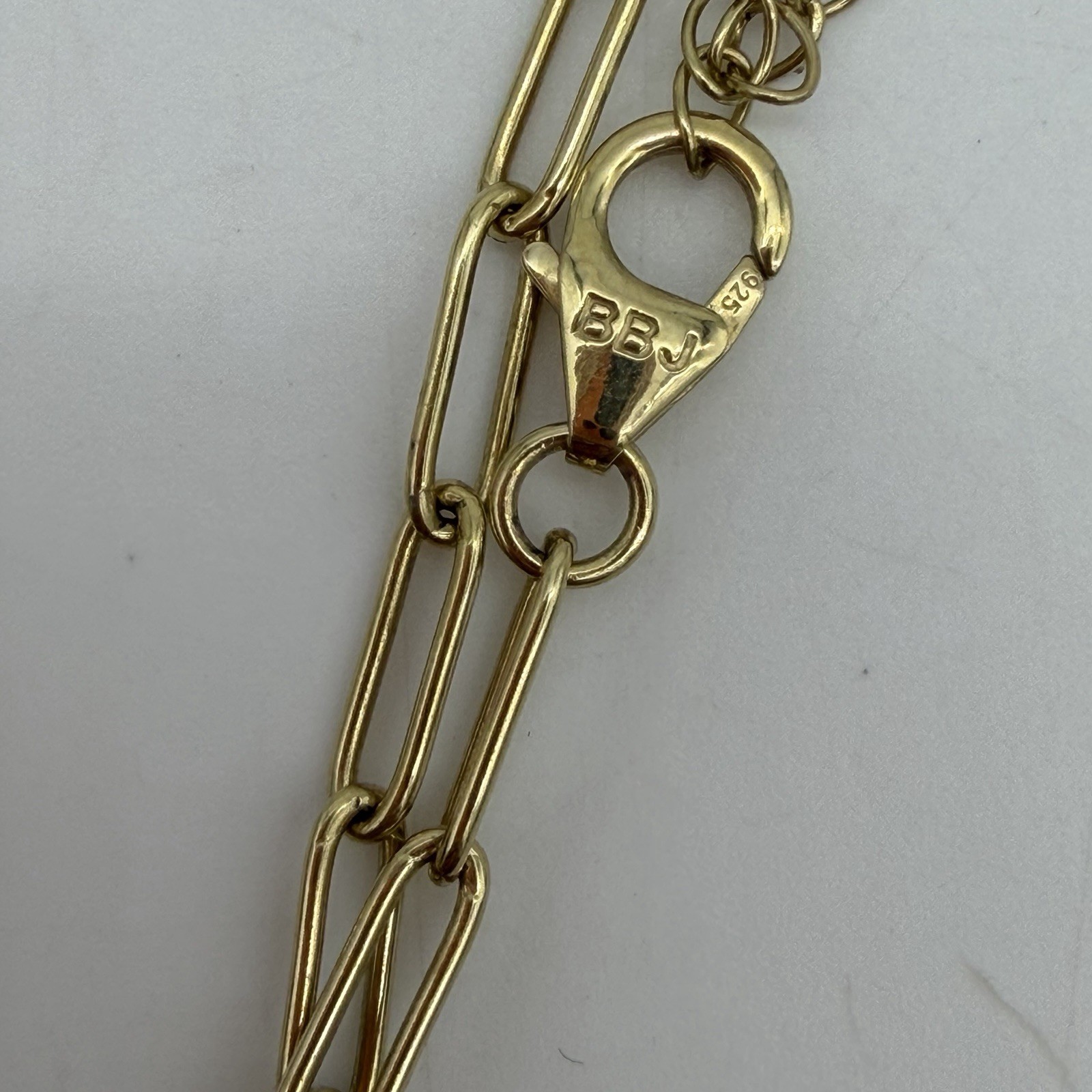 Vtg Sterling Over Gold Pave Diamond Heart Necklace Paper Clip Chain