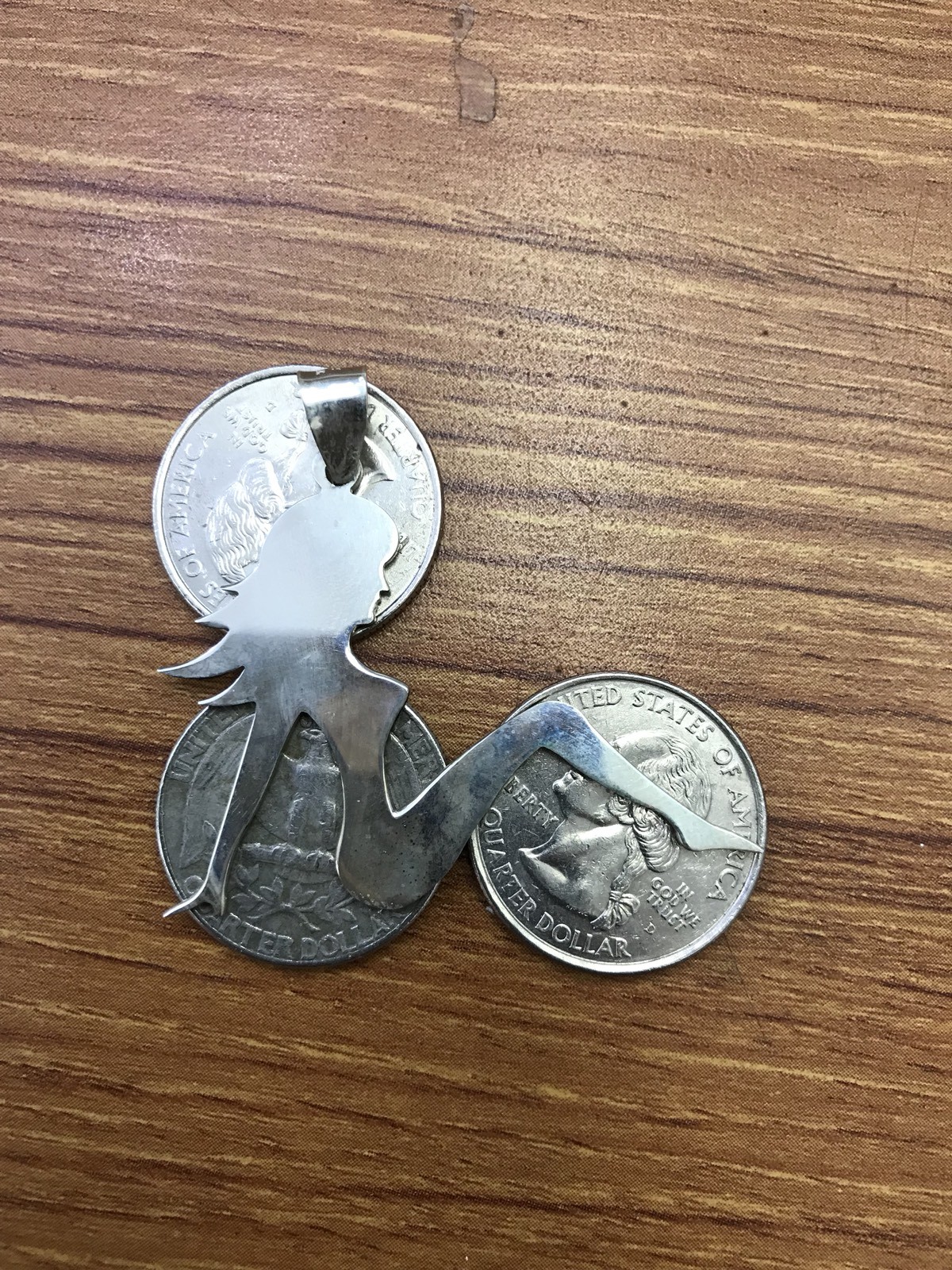 925 Sterling Silver Mudflap Girl Charm Pendant Lady made in USA trucker girl