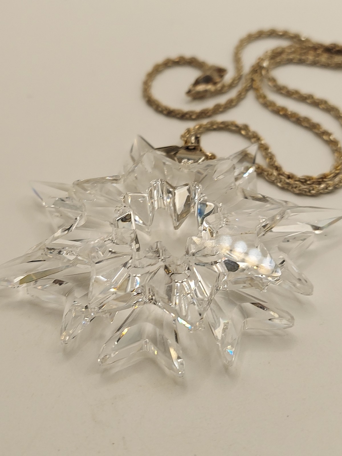 Swarovski Crystal Snowflake Star Pendant 925 Italy Rope Chain 28” 2003