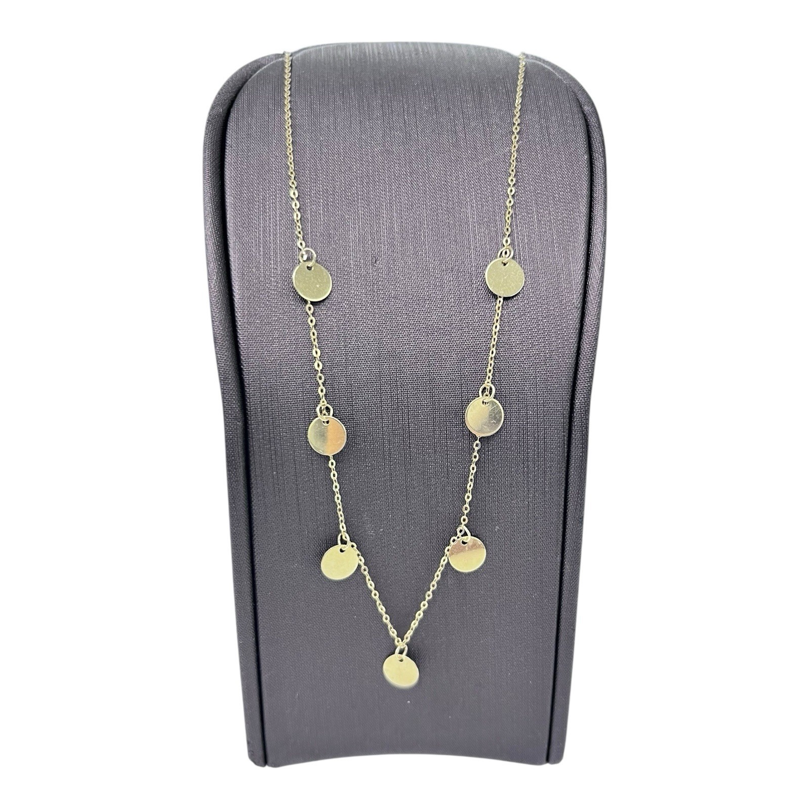 9ct 9k Yellow Gold Disc Charm + Cable Choker Chain Necklace 1.07 Grams 34cm. New