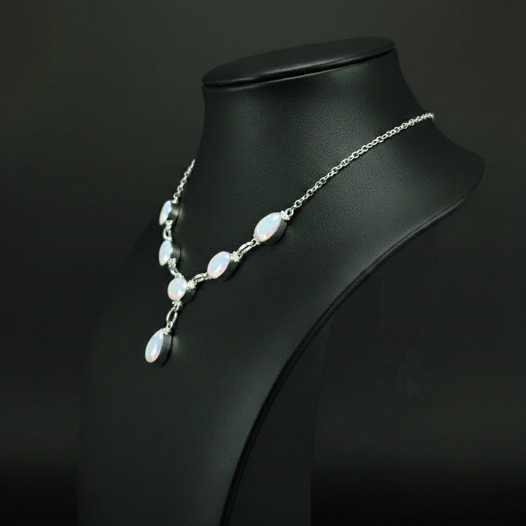 Rose Quartz Gemstone 925 Sterling Silver handmade Gift Necklace 18″
