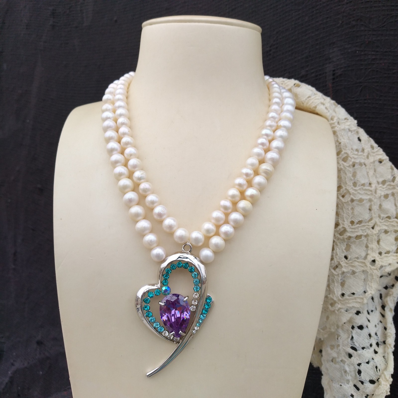 Classic Double Strands AAA 6-7mm South Sea White Pearl Necklace Design Pretty