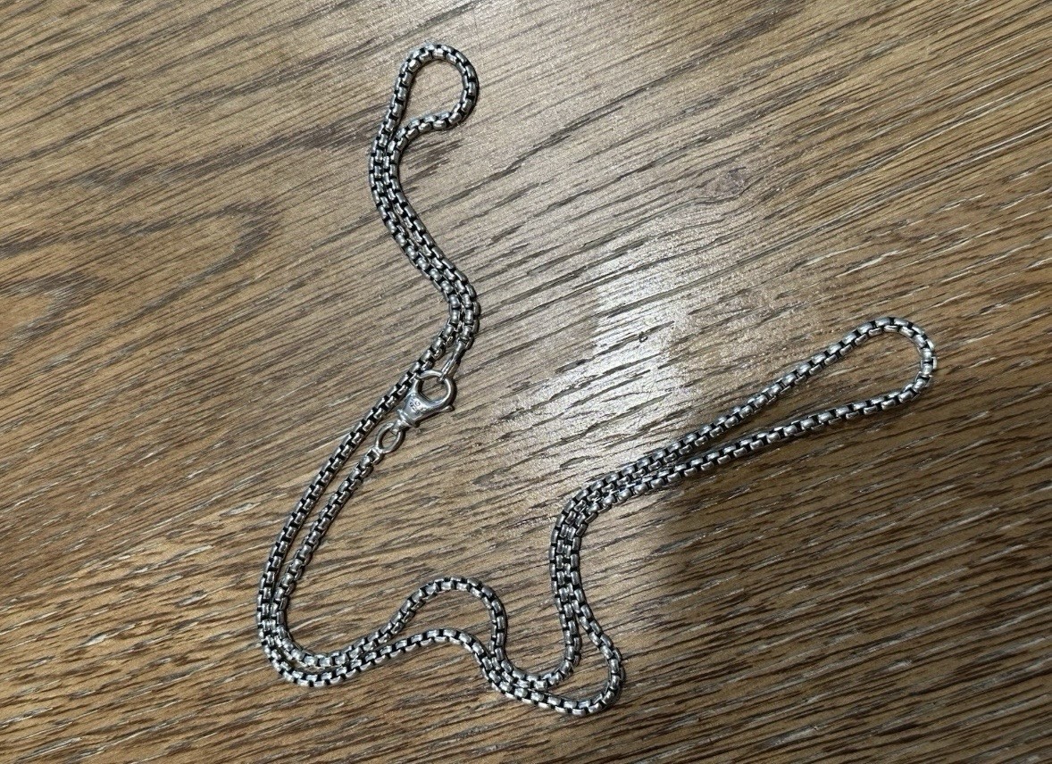 David Yurman 925 Sterling Silver 2.7mm Box Chain Necklace 22″