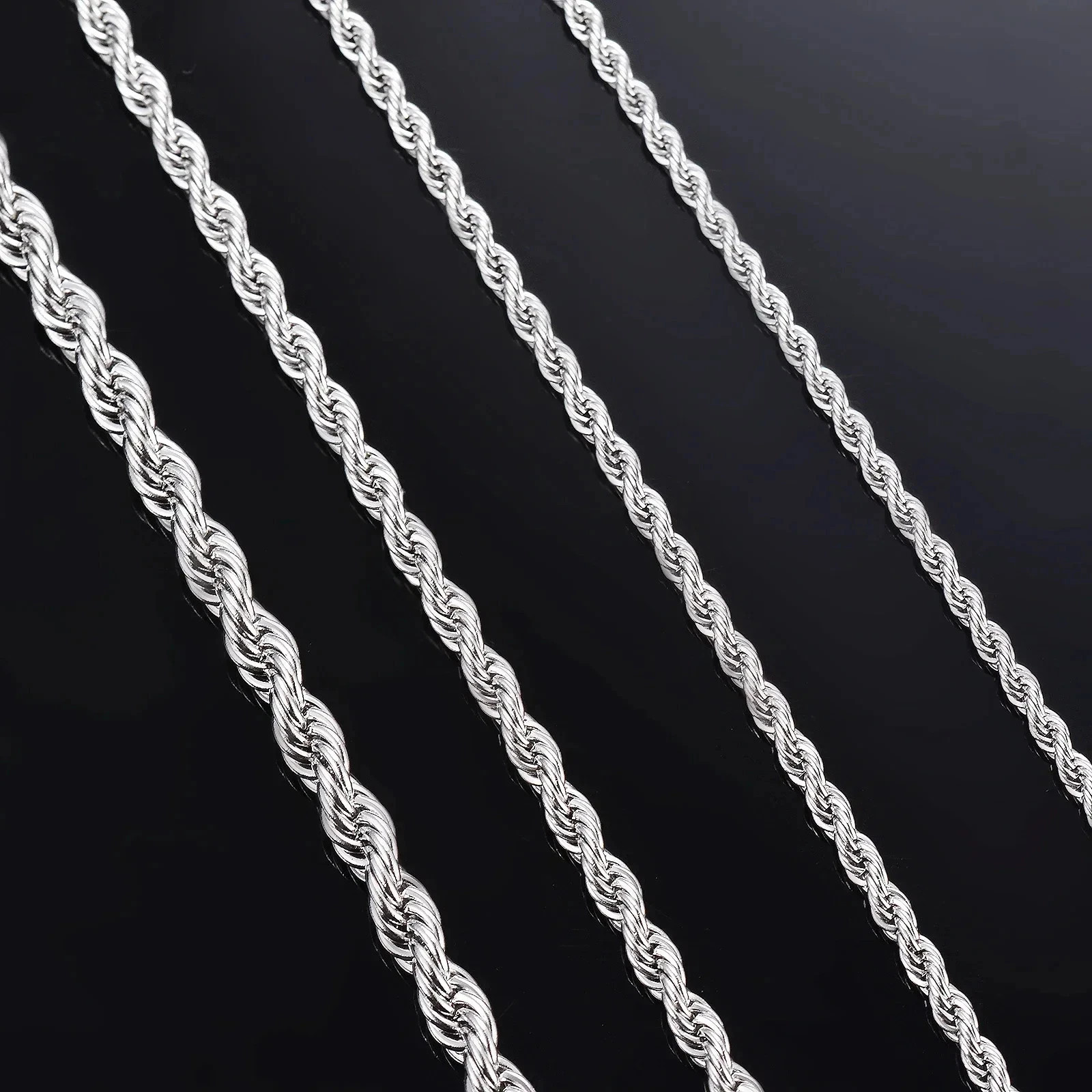 Rope Chain Necklace 925 Sterling Silver 2mm 3mm 4mm Men Classic Lobster Jewelry