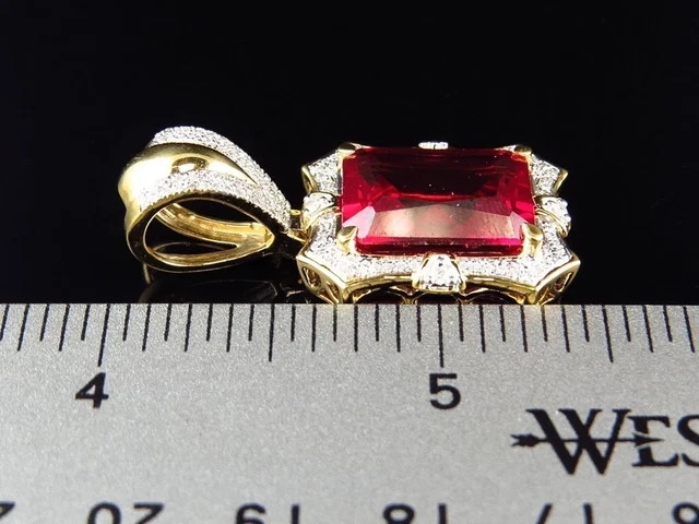 2.80Ct Emerald Cut Lab Created Red Ruby Women’s Pendant 14K Yellow Gold Plated