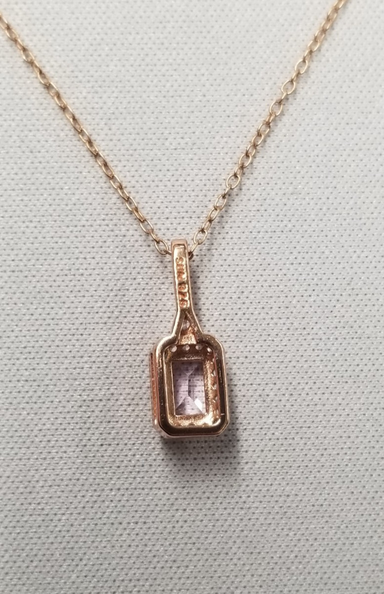 Yes Womens Amethyst 14K Rose Gold Plated Sterling Silver Necklace 18″