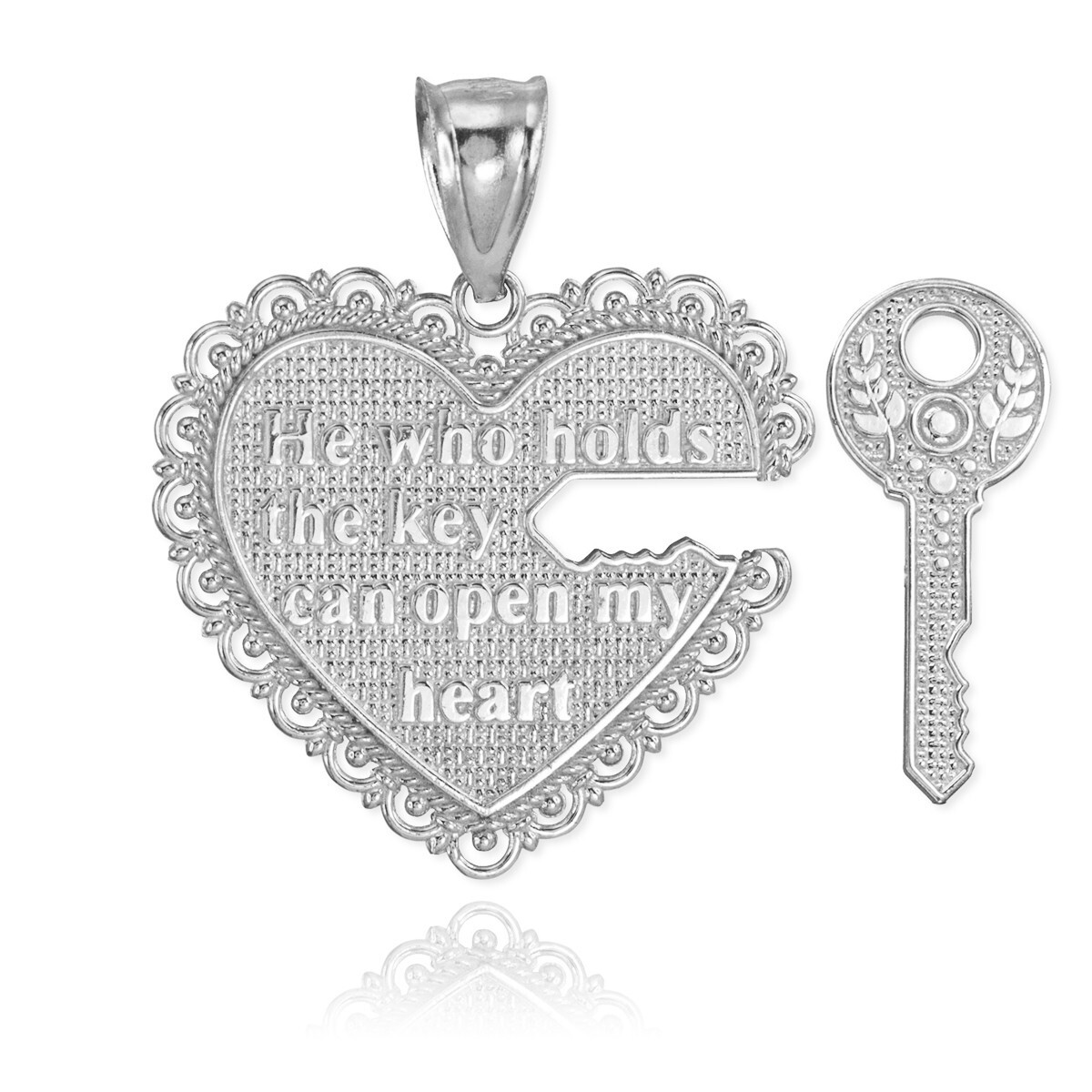 2pc Sterling Silver “Key Of My Heart” Detachable Pendant