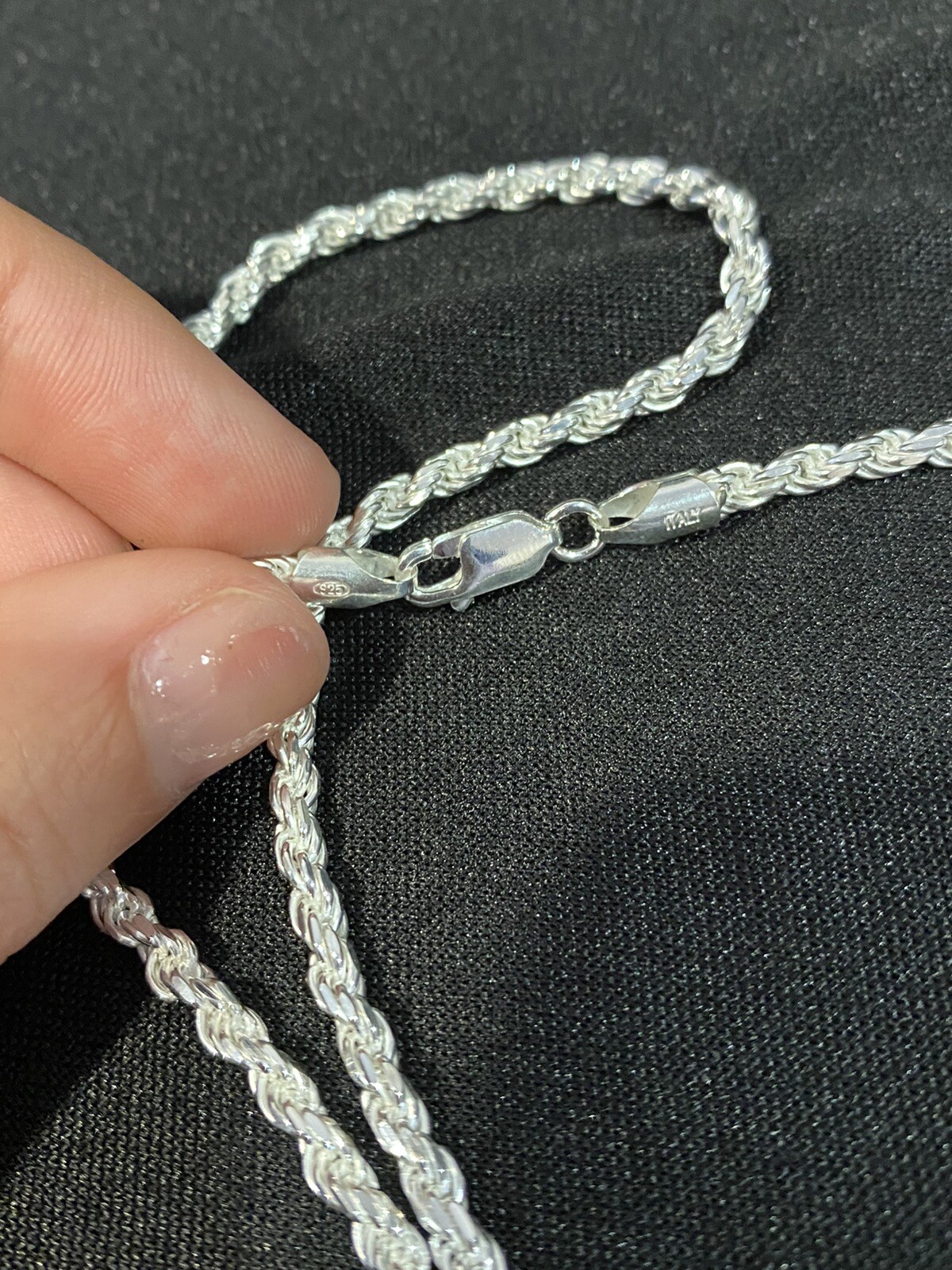 925 Sterling Silver Men’s Male Boys Women’s Twisted Rope Chain Necklace 26″