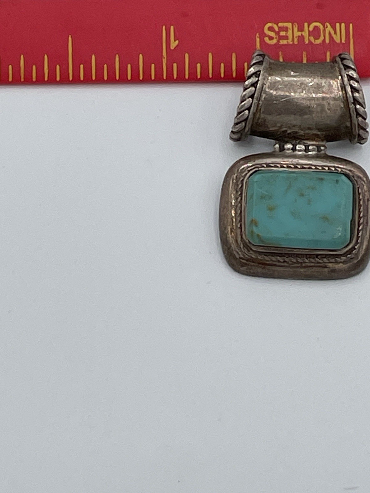 925 Sterling Silver Turquoise Pendant Thailand Vintage Southwest Western Jewelry