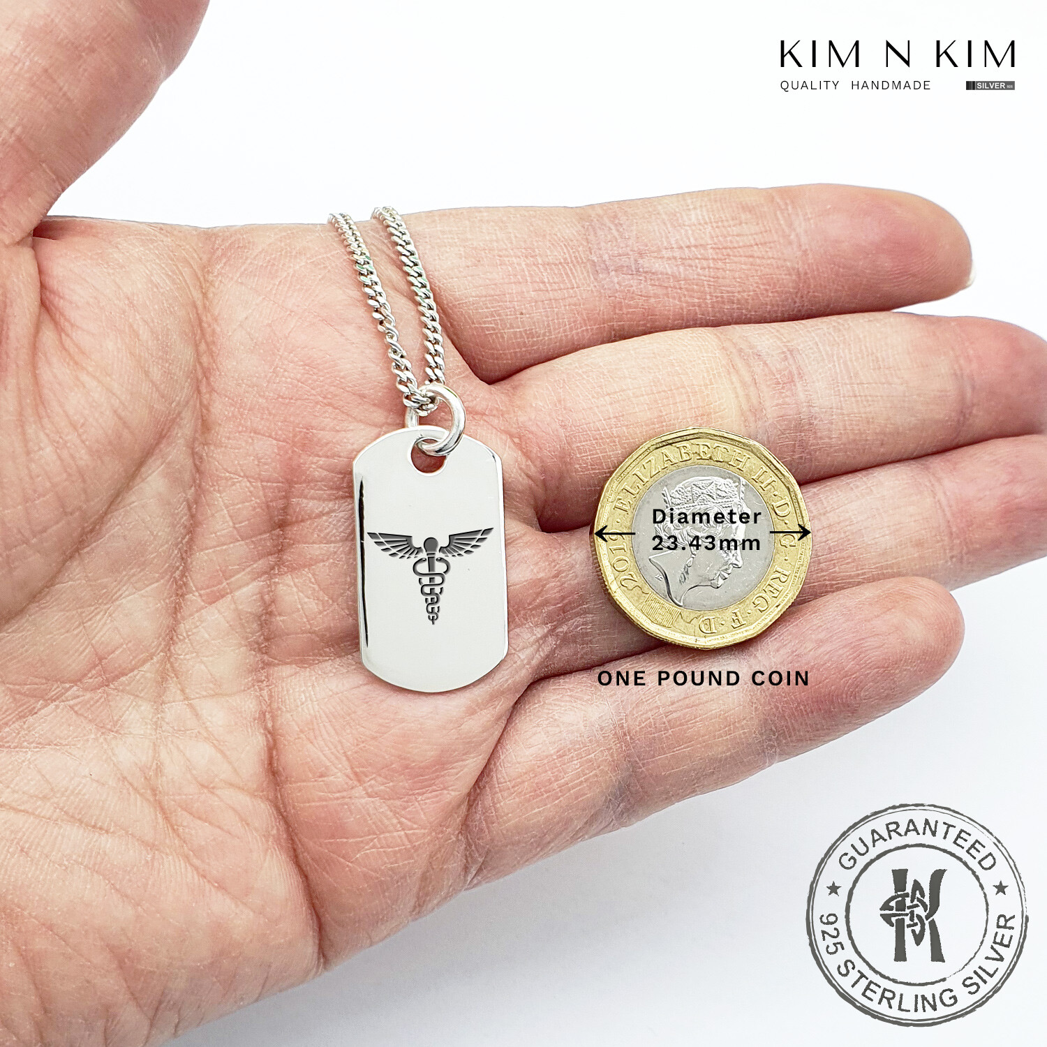 Caduceus Medical Alert Dog Tag Pendant/Nurse/Doctor/Medical Student✔️925 Silver