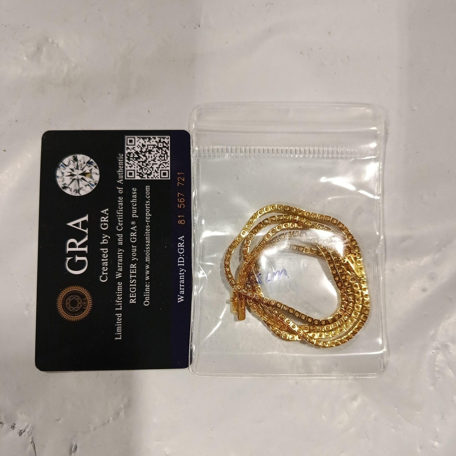 Used-2mm-22in VVS1 Moissanite Tennis Chain Necklace 14K Gold Plated S925 Silver
