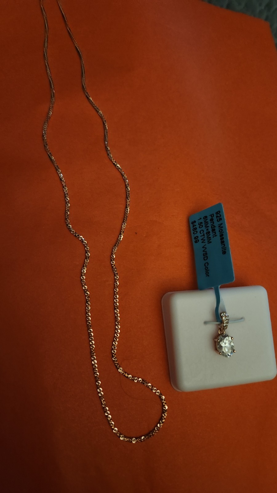 1.50 CTW MOISANITE PENDANT ROSE GOLD STERLING SILVER 18″ ROSE GOLD OVER STERLING