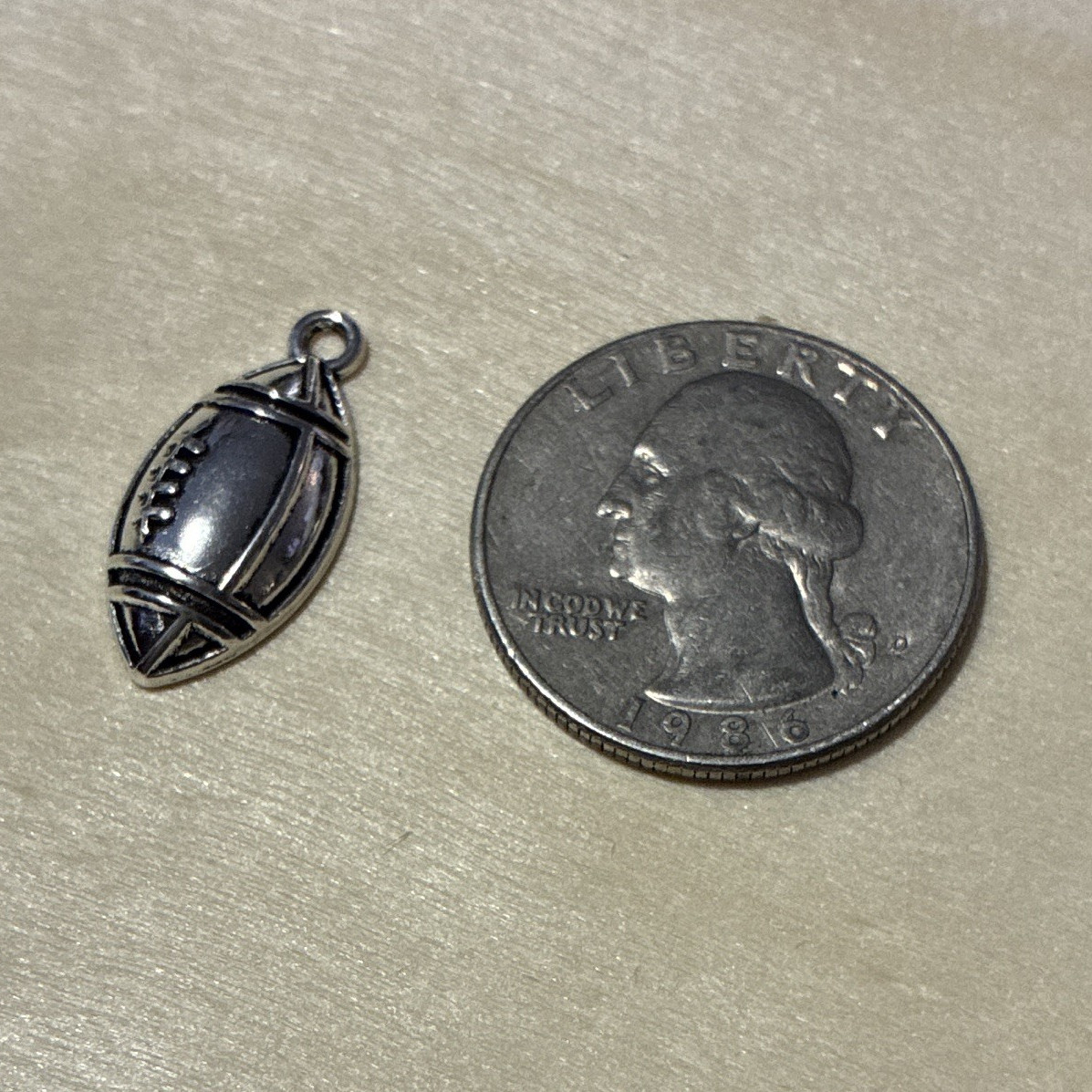 Silver Plated Oval Charm Pendant, Silver Tone Metal, New Without Packaging