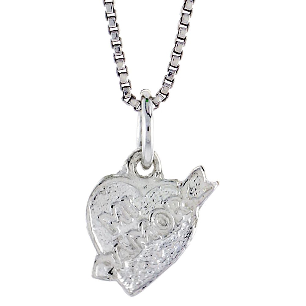 925 Sterling Silver Mi Amor Heart and Arrow Pendant 5/16 Inch (8mm) Tall