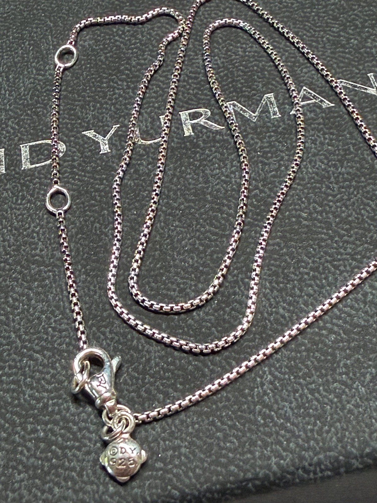 David Yurman 16”-18” Adjustable 1mm Sterling Silver Box Chain Necklace RARE