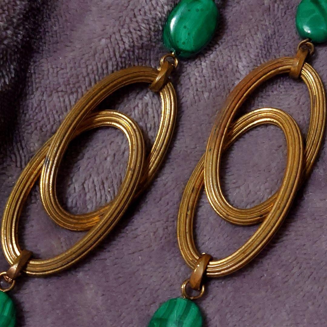 STEPHEN DWECK Smoky Quartz Malachite Fluorite Bronze Long Necklace 70cm EX