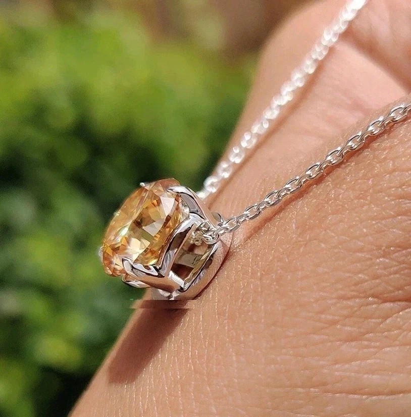 4 Ct Champagne Treated Diamond Pendant Great Luster VVS Certified Christmas Gift