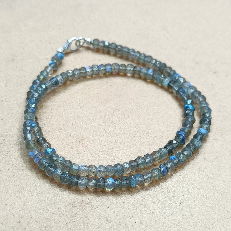 Labradorite Faceted Rondelle 4MM Gemstone Beads 4 Necklaces For Buyer