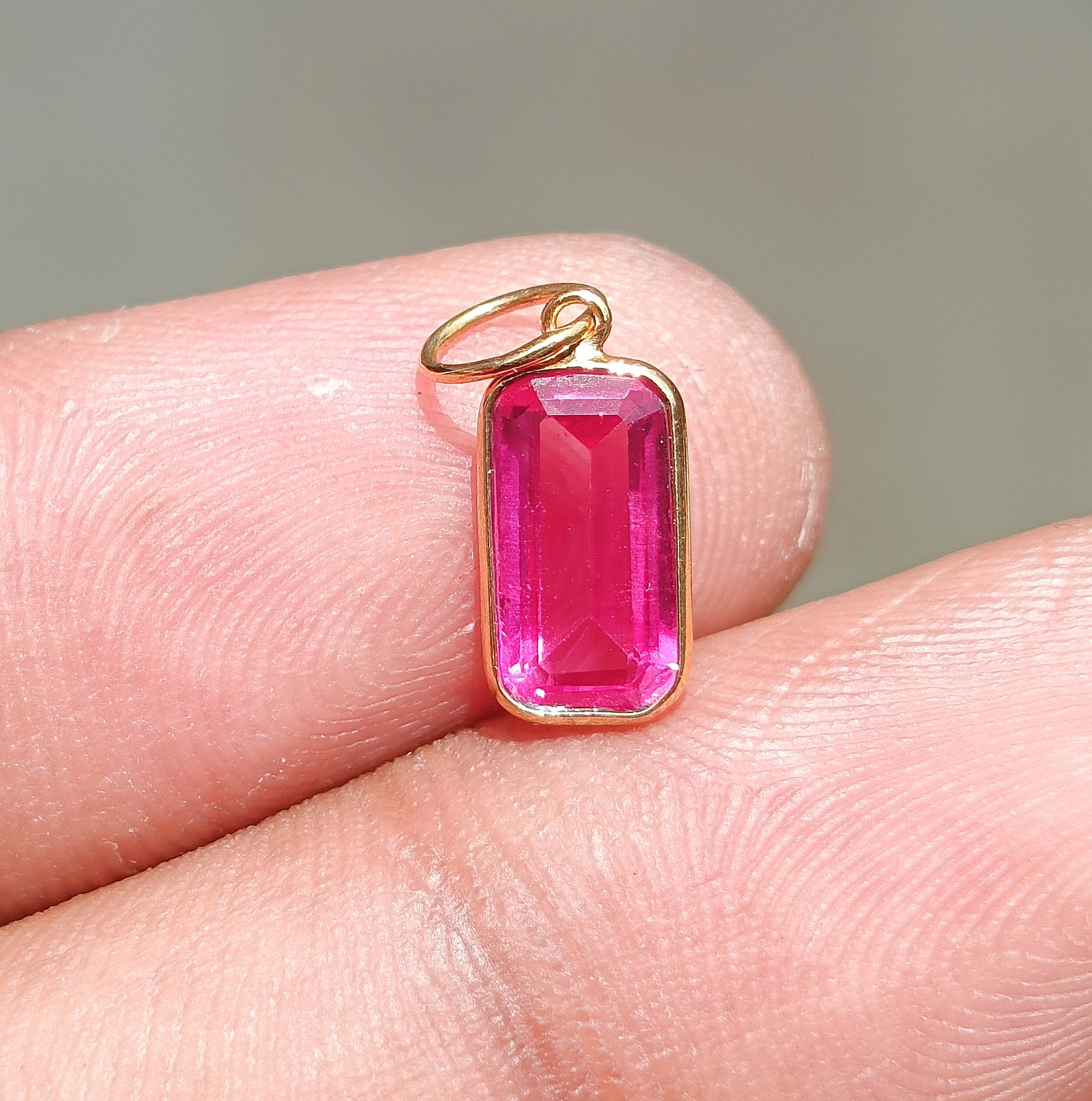 Pink Tourmaline Gold Charm Pendant 18K Solid Gold Handmade Charm Pendant Jewelry
