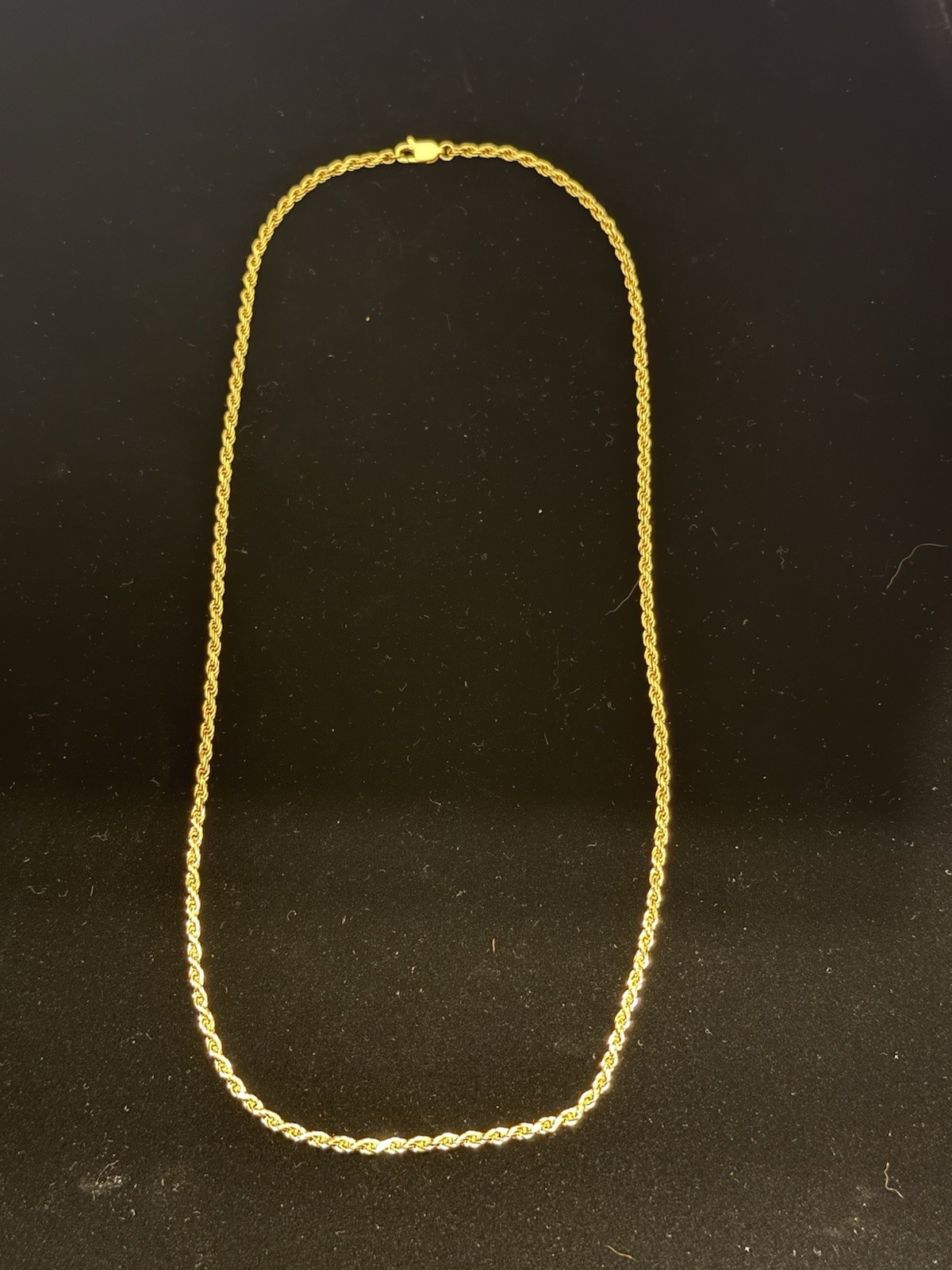 2.3mm Rope Chain With 14k Gold Over 925 Silver In 20 Inches Long.