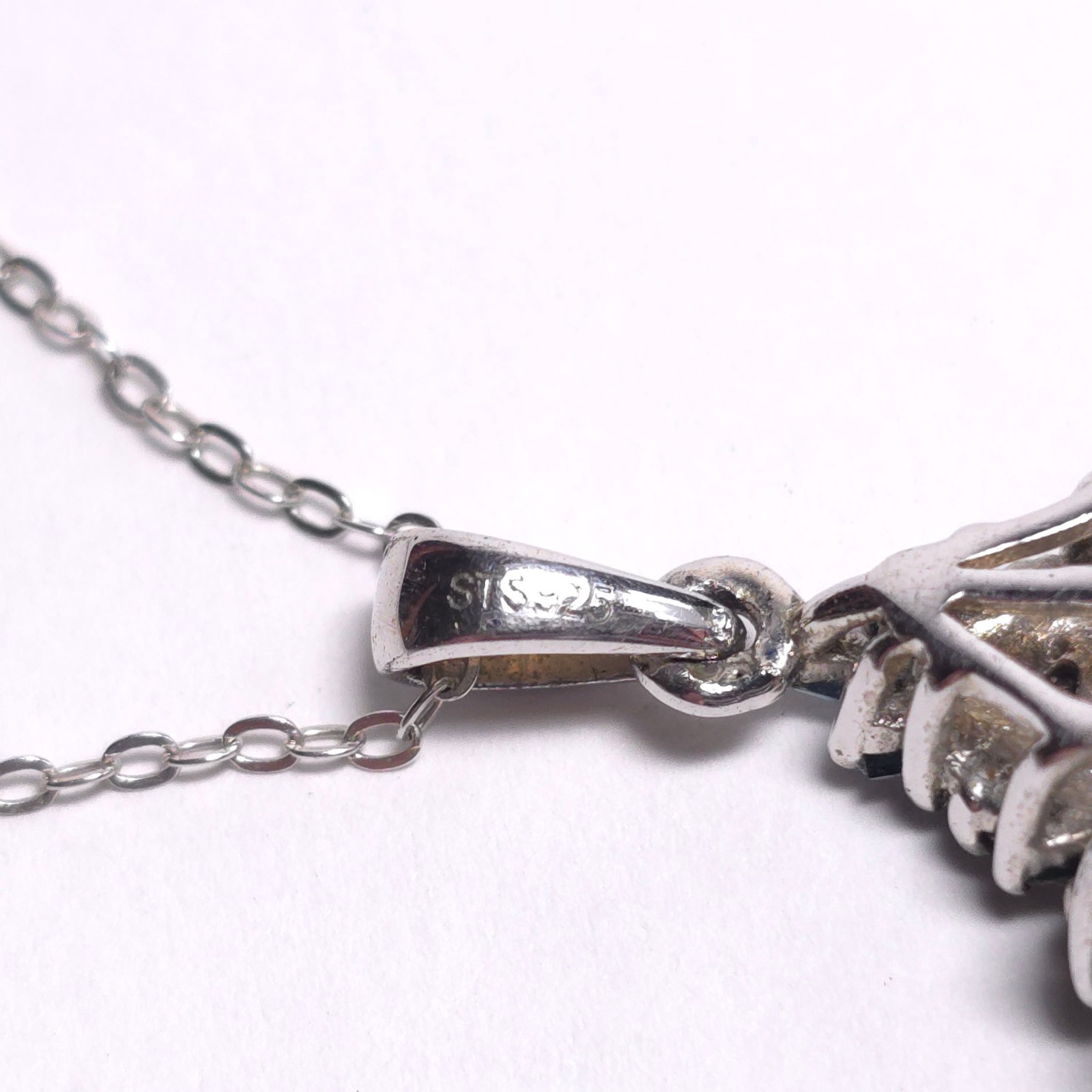 STS Multicolor (IR) Diamond 925 Silver Pendant w/ Chain 20in