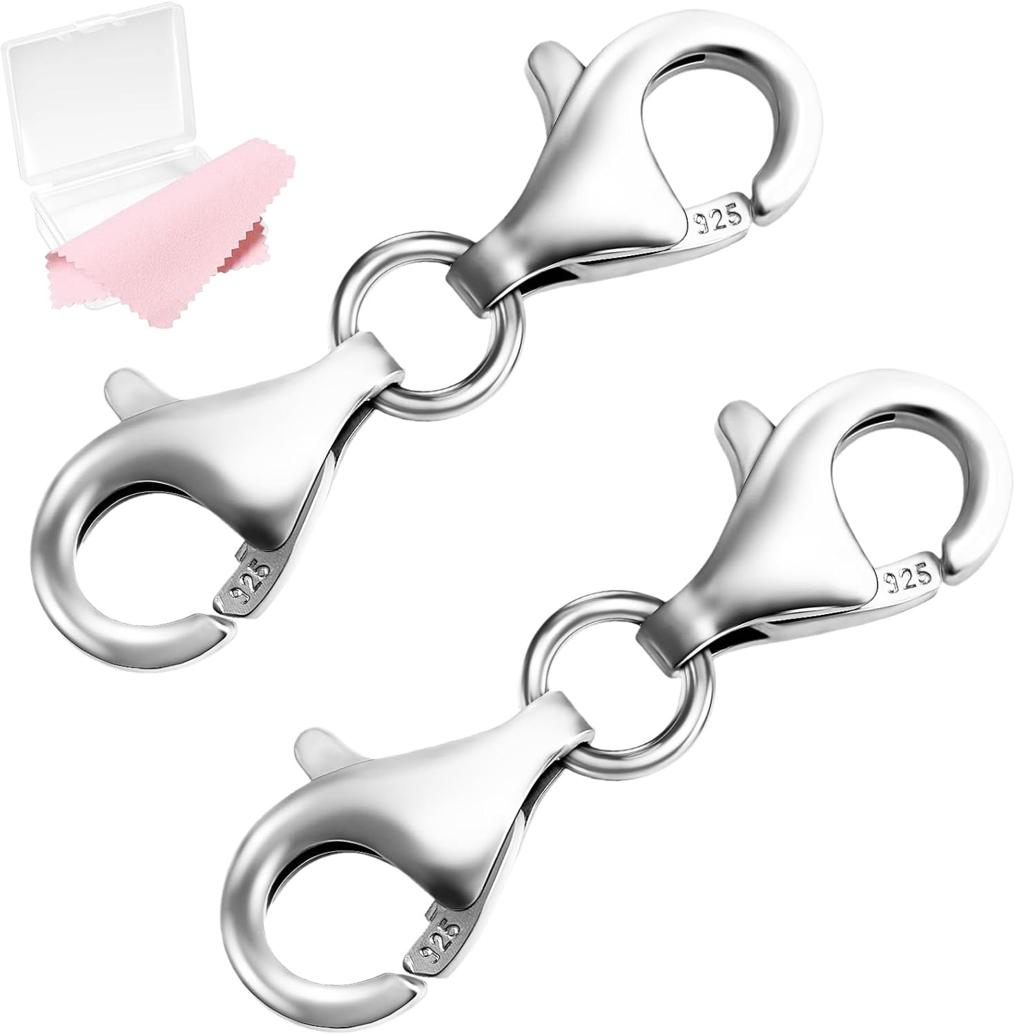 Sterling Silver Double Lobster Clap Jewelry 15cm Necklace Extender Chain Hook
