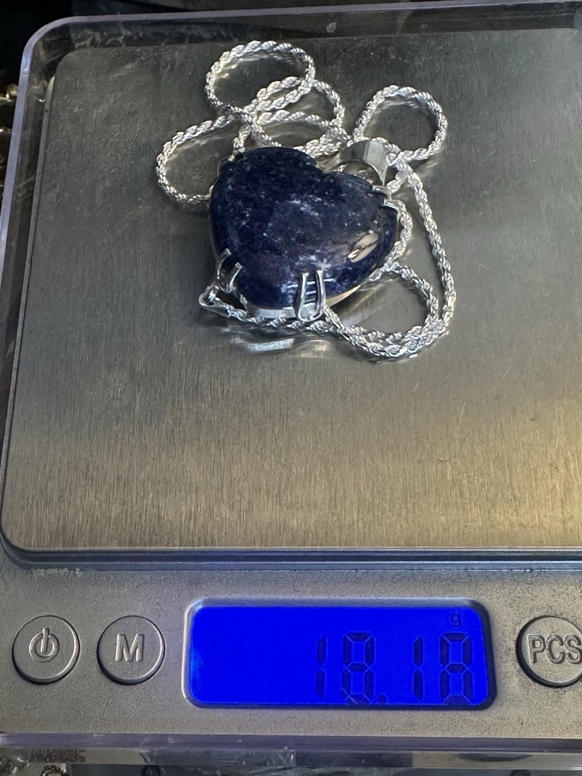 Lovely Lapis Lazuli 925 Sterling Silver Heart Pendant Necklace 24 Inch