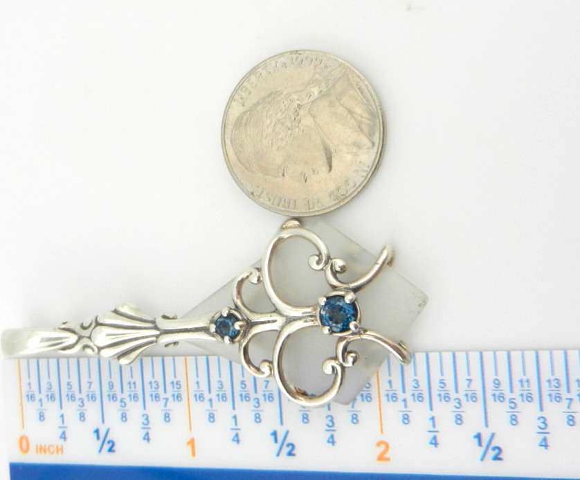 Carolyn Pollack Relois Sterling Blue Spinel Frost Crystal Enhancer Pendant 2.25″
