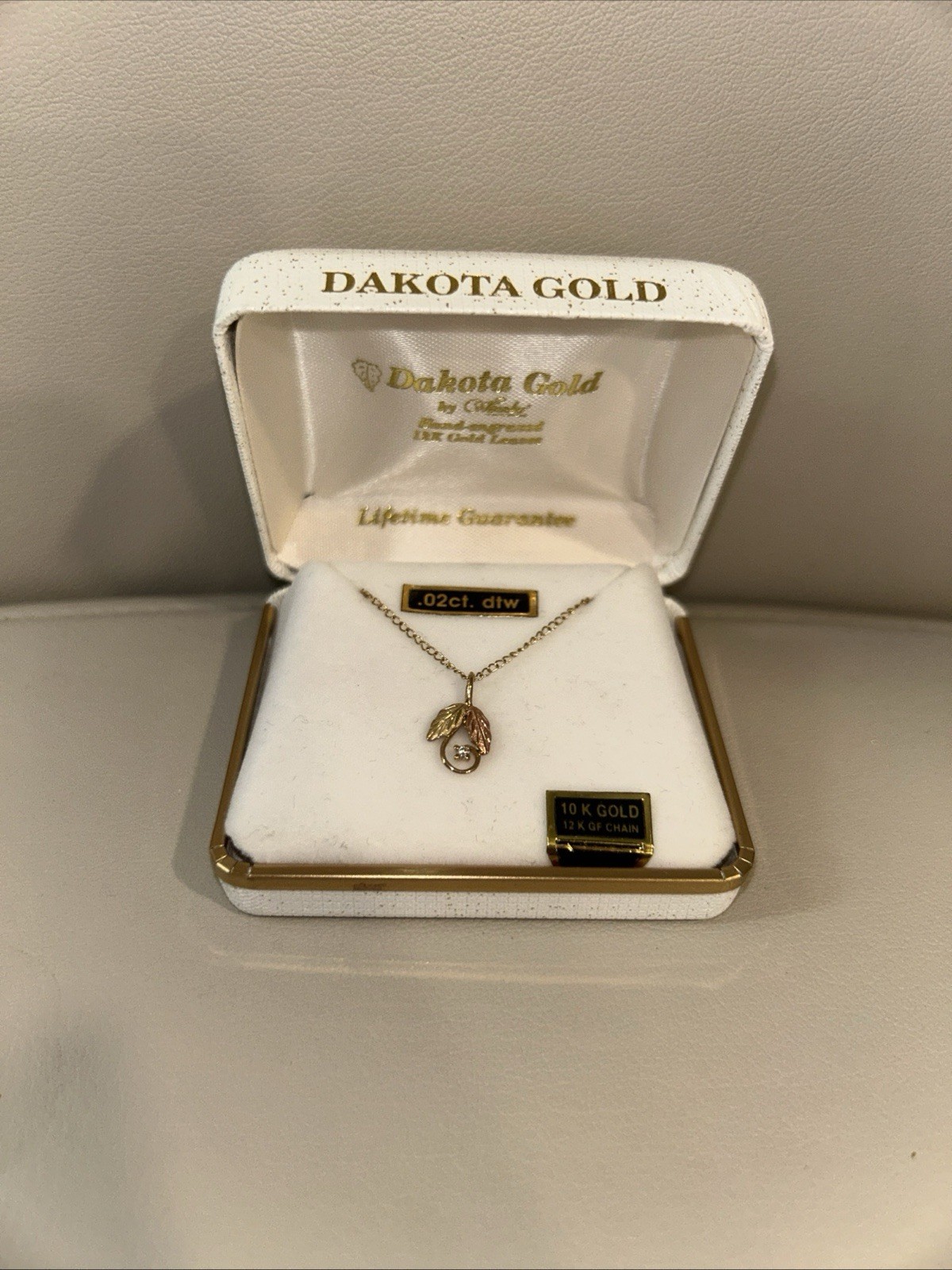 Dakota Gold By Wheeler 10k Gold Leaf Necklace 18″ vintage 12k gold chain .02 Dm
