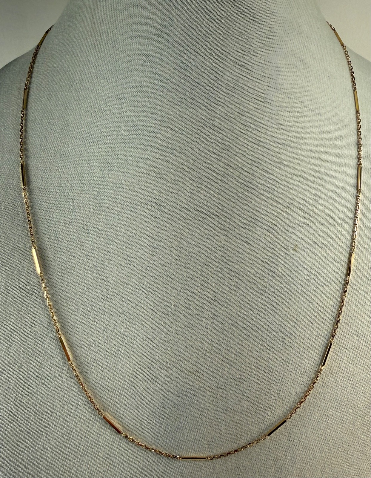 Antique 14k Yellow Gold Bar Link Necklace Chain 25″