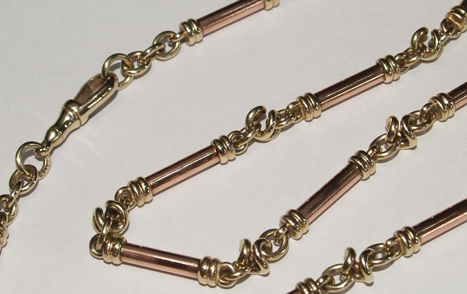 Heavy 45 gram 9ct Yellow And Rose Gold Bar Link Necklace 51cm